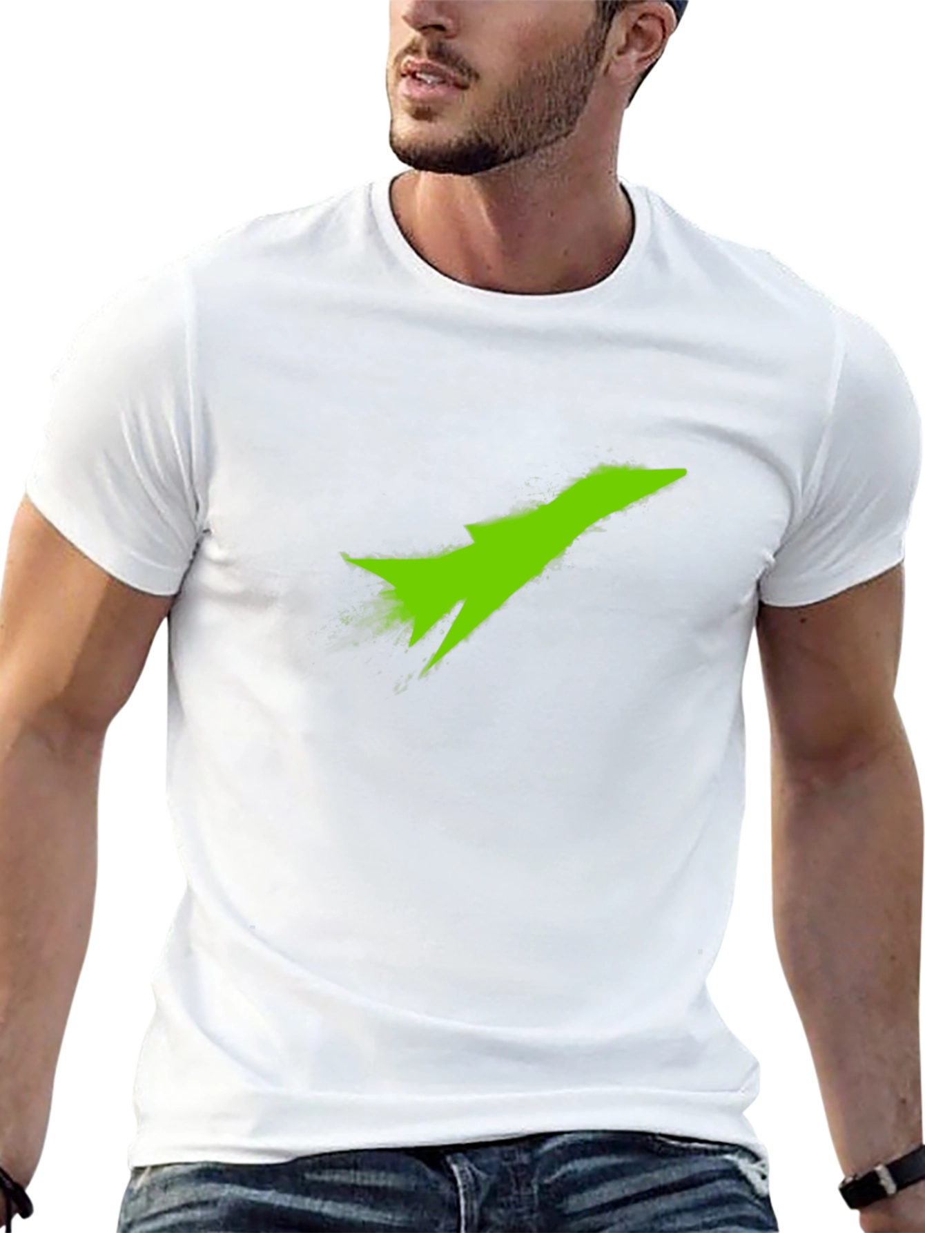 Black T-Shirt with Green Jet Graphic