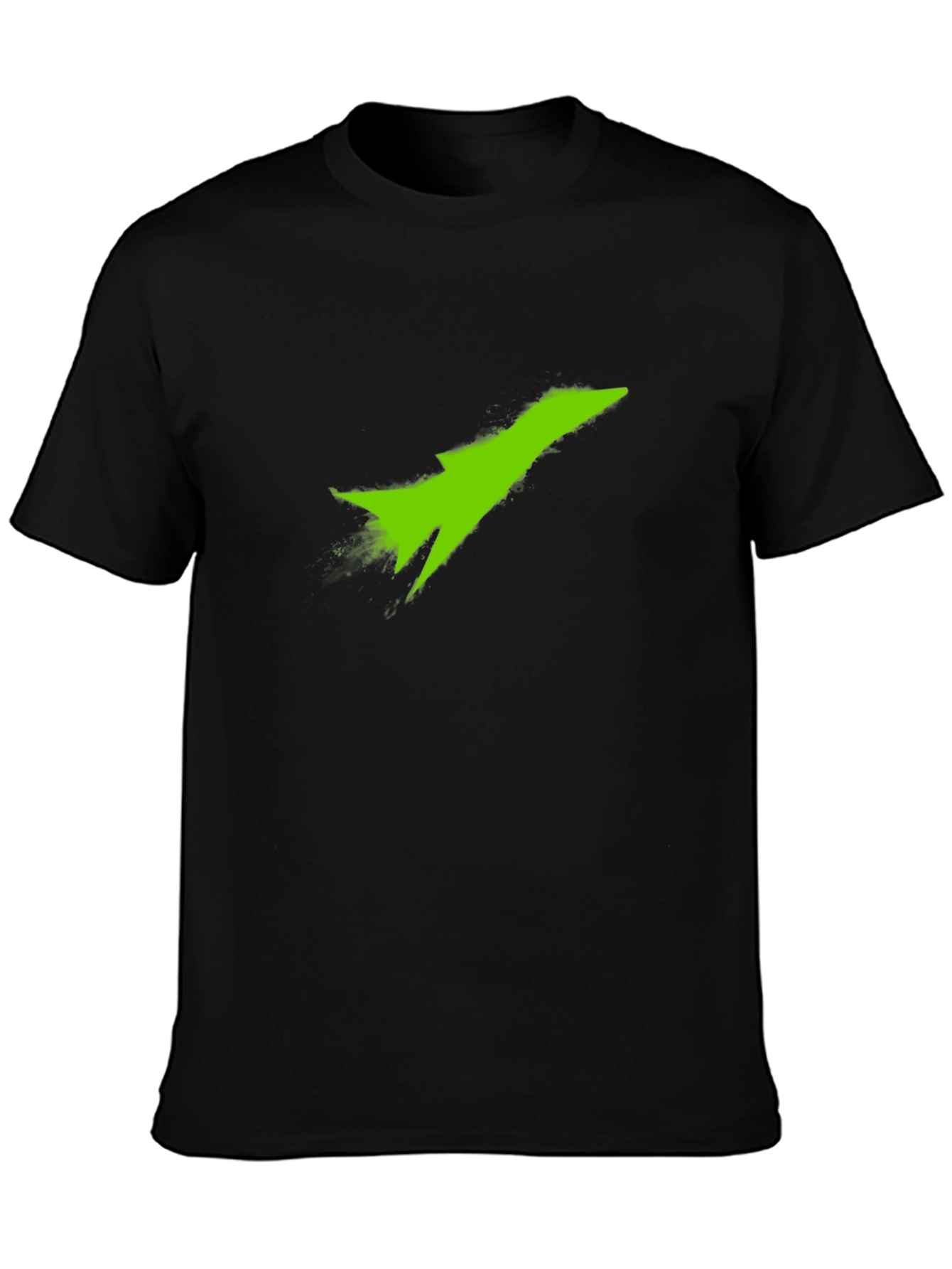 Black T-Shirt with Green Jet Graphic