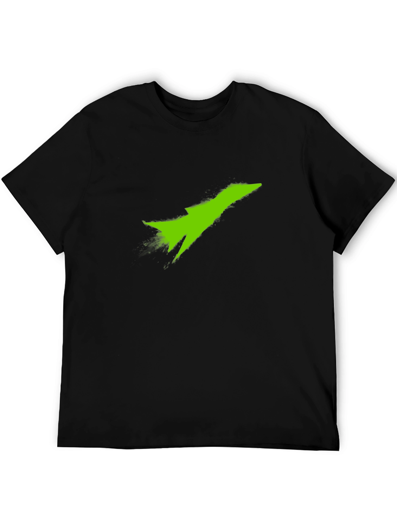Black T-Shirt with Green Jet Graphic