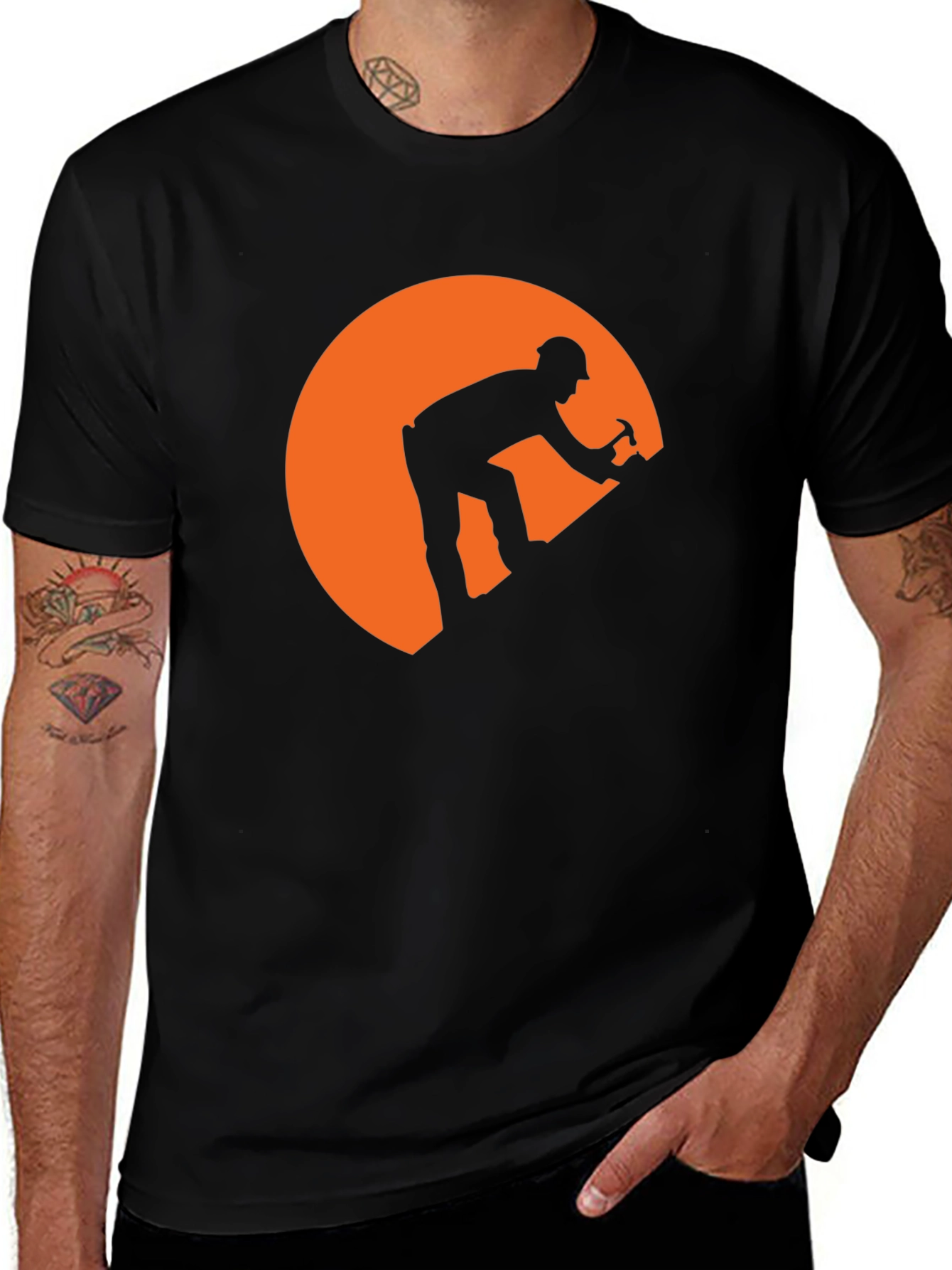 Miner Silhouette Graphic Tee - Black