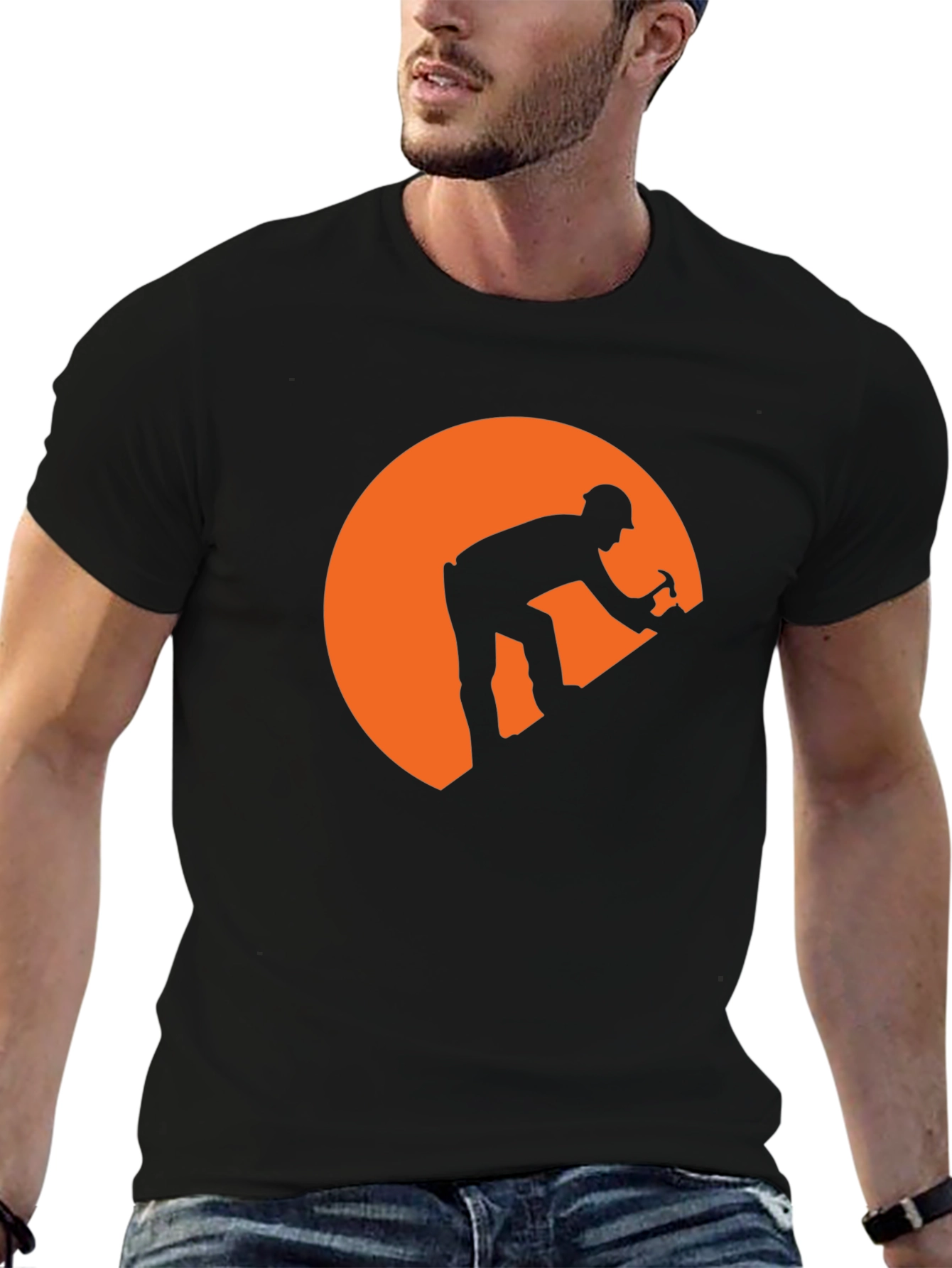 Miner Silhouette Graphic Tee - Black