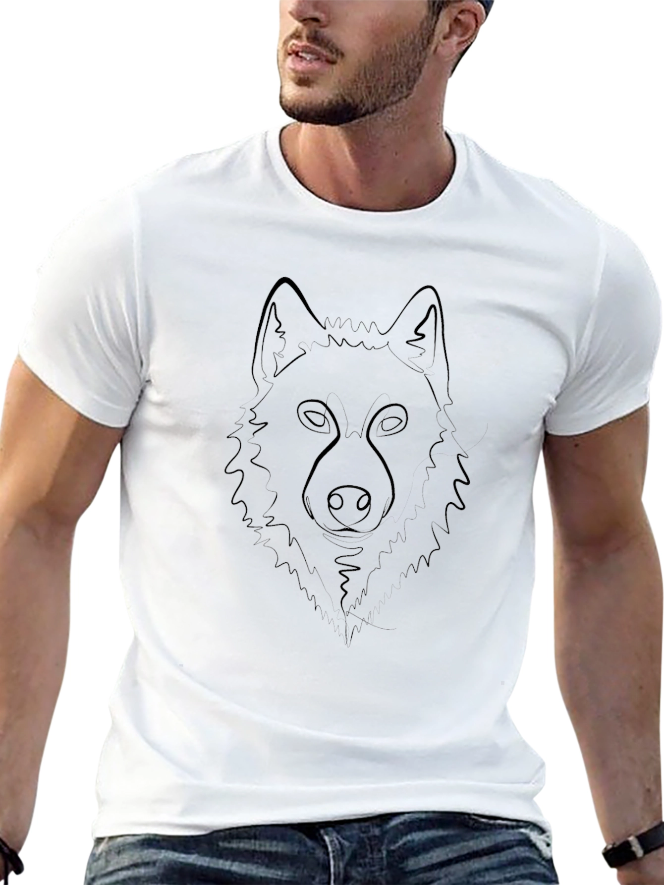 Mens Black Wolf Graphic Tee - Casual Comfort