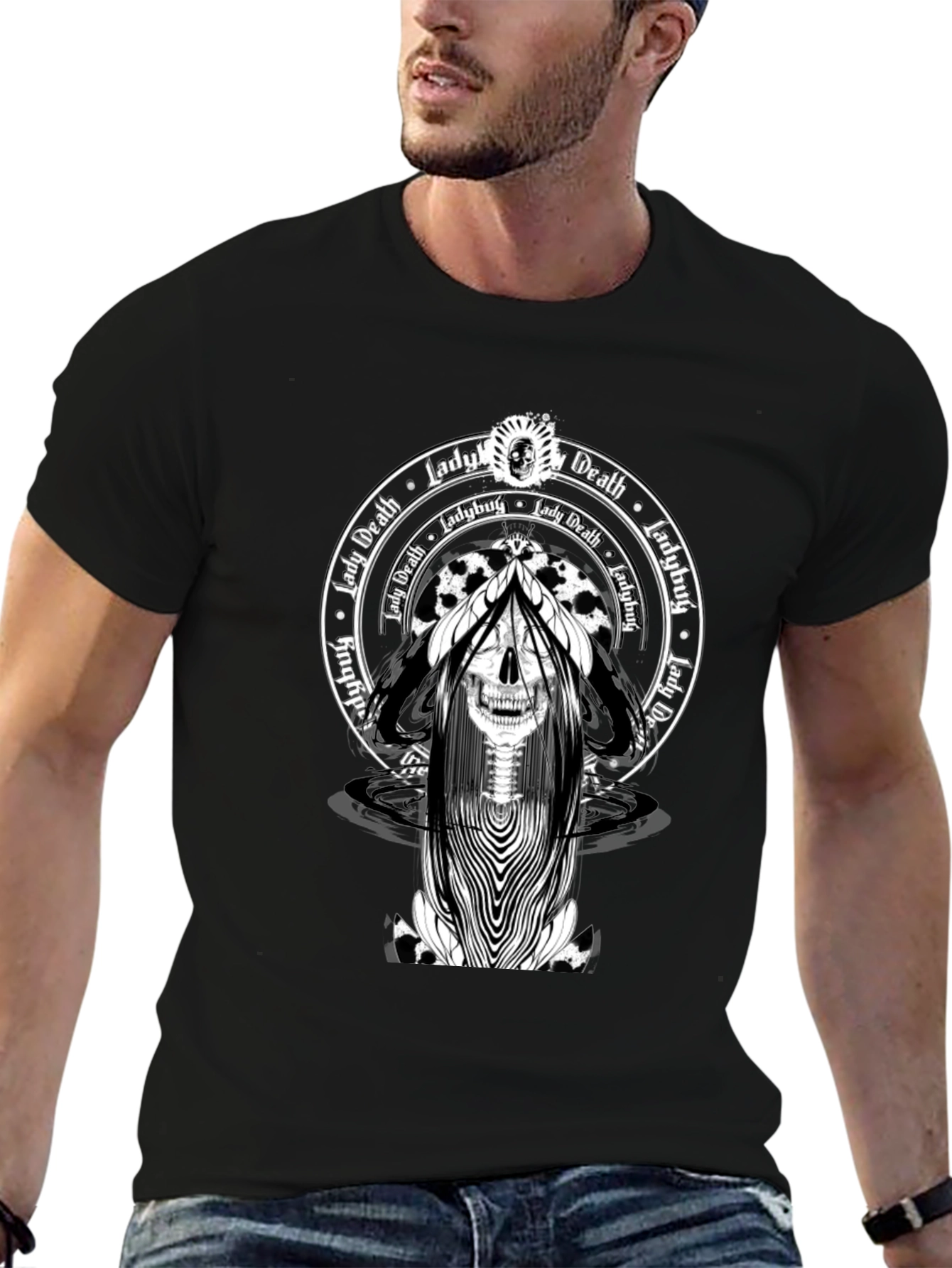 Lady Death Skull Graphic Tee - Black