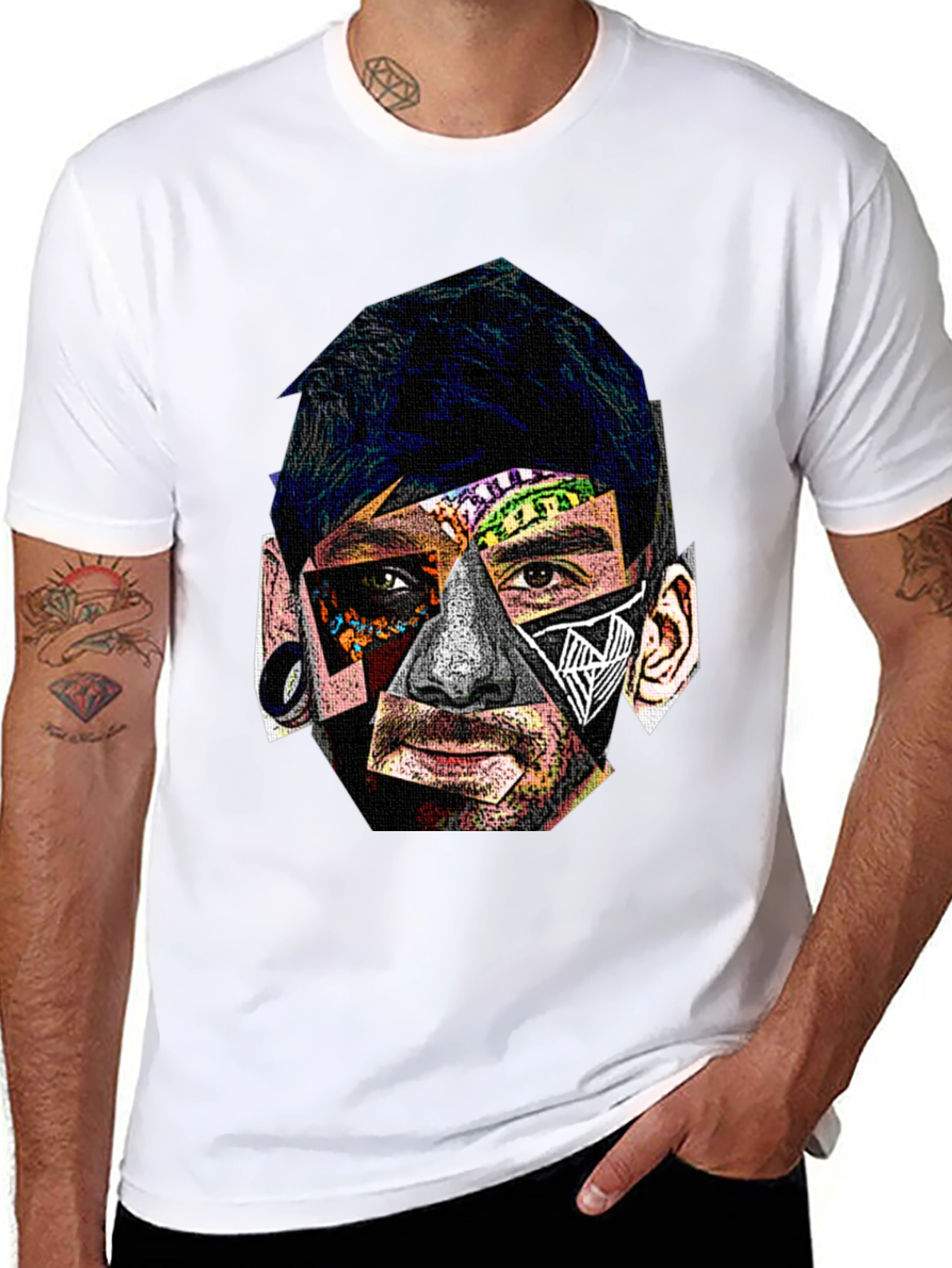 Abstract Portrait Graphic Black T-Shirt