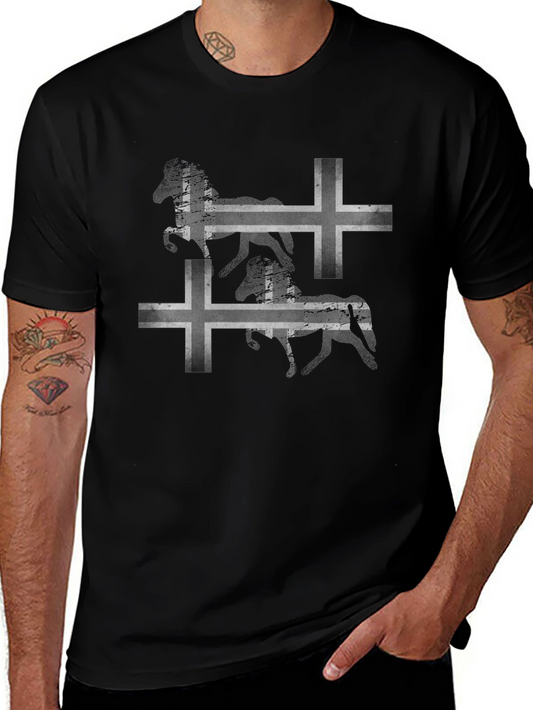 Icelandic Horse Flag Graphic Tee - Black