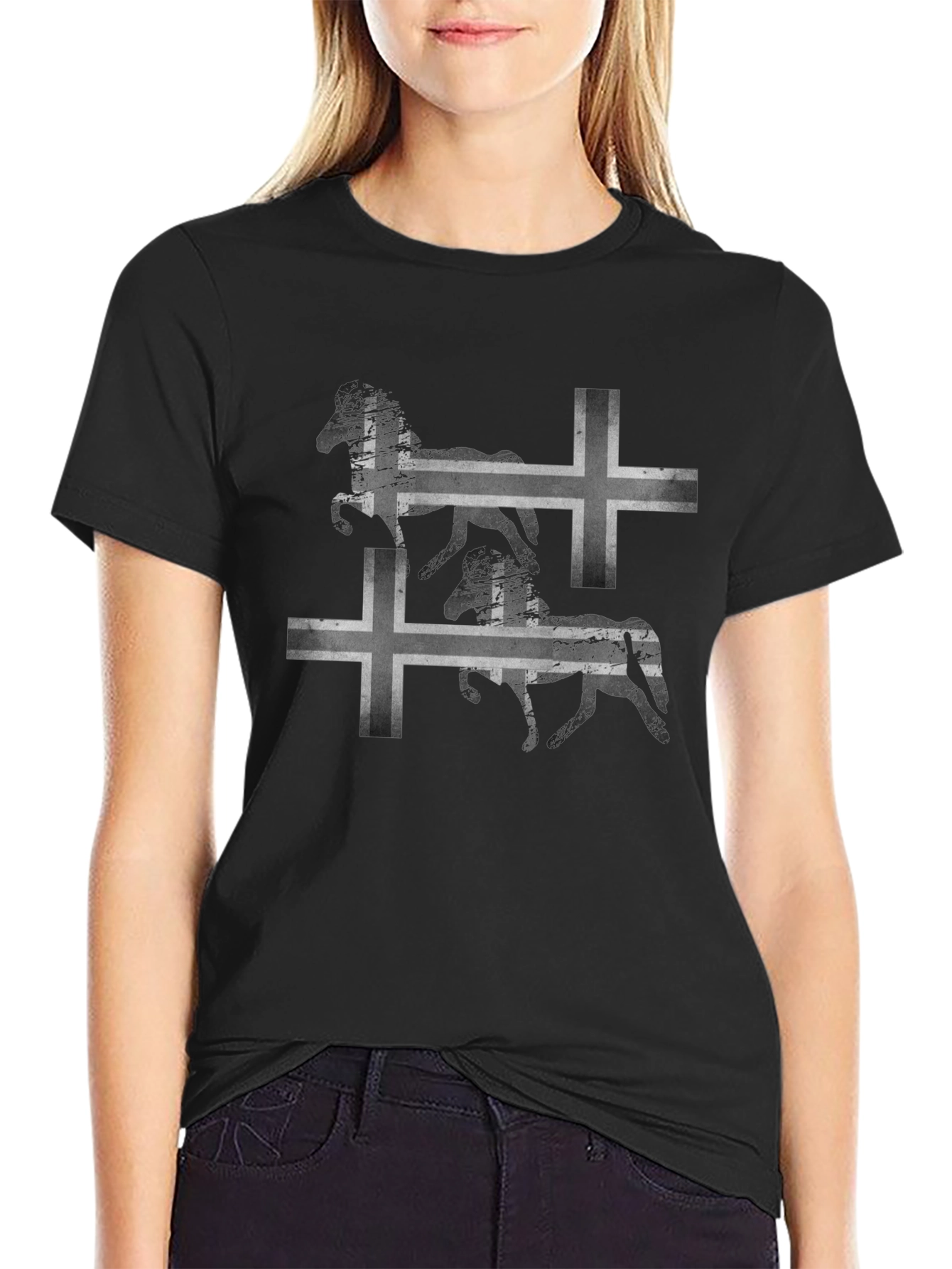Icelandic Horse Flag Graphic Tee - Black