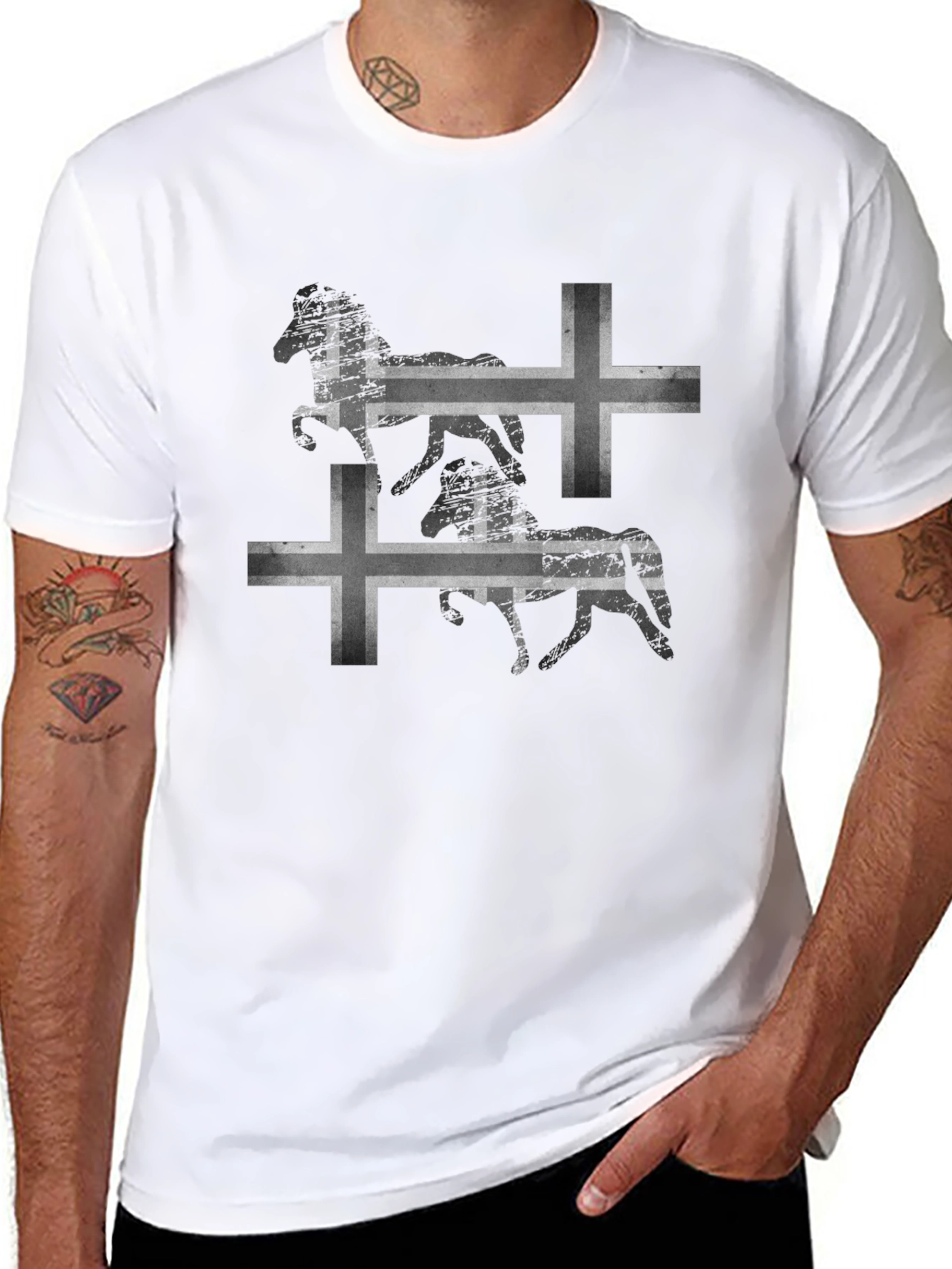 Icelandic Horse Flag Graphic Tee - Black