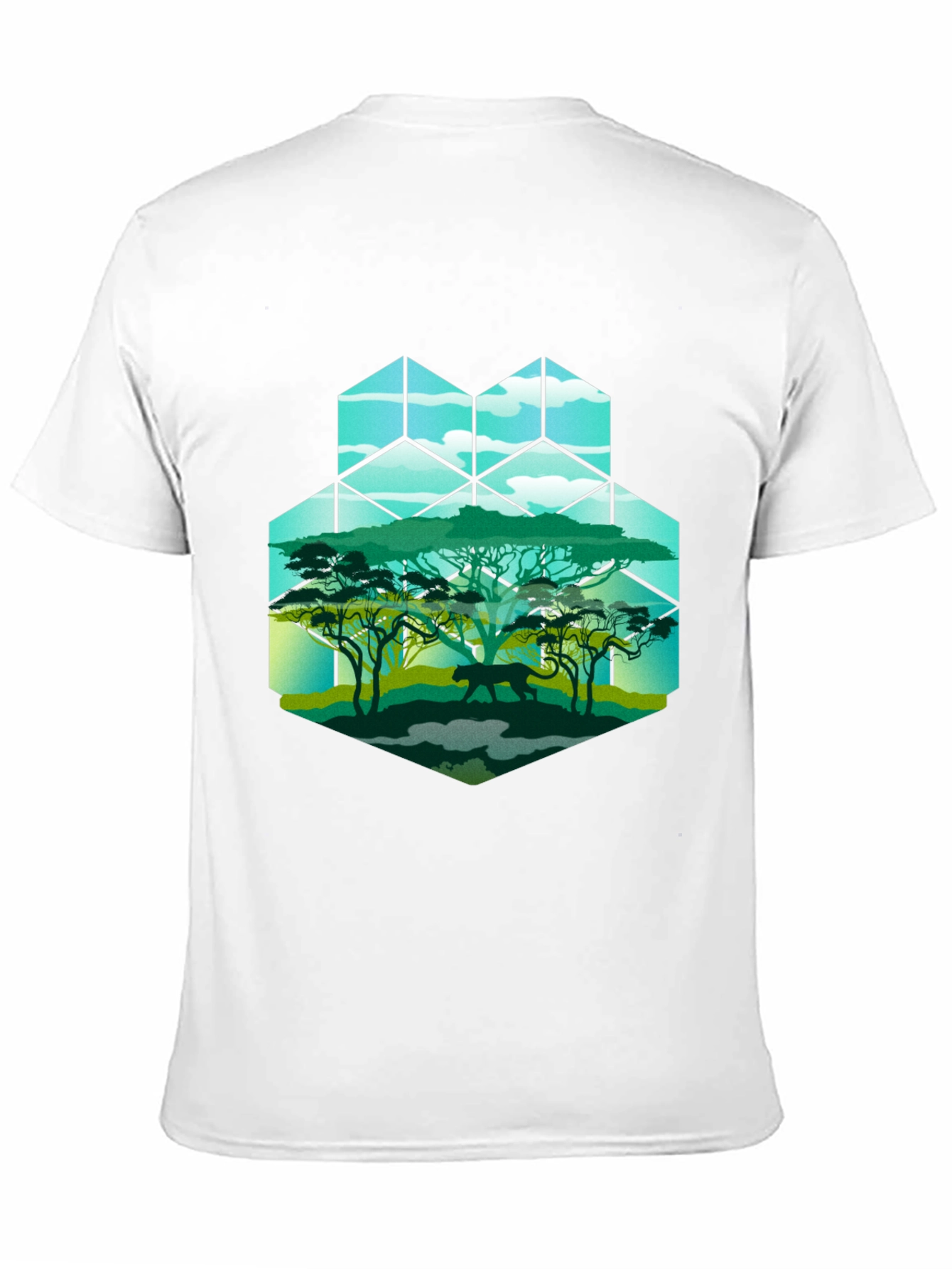 Geometric Wildlife Tee: Panther in Savannah