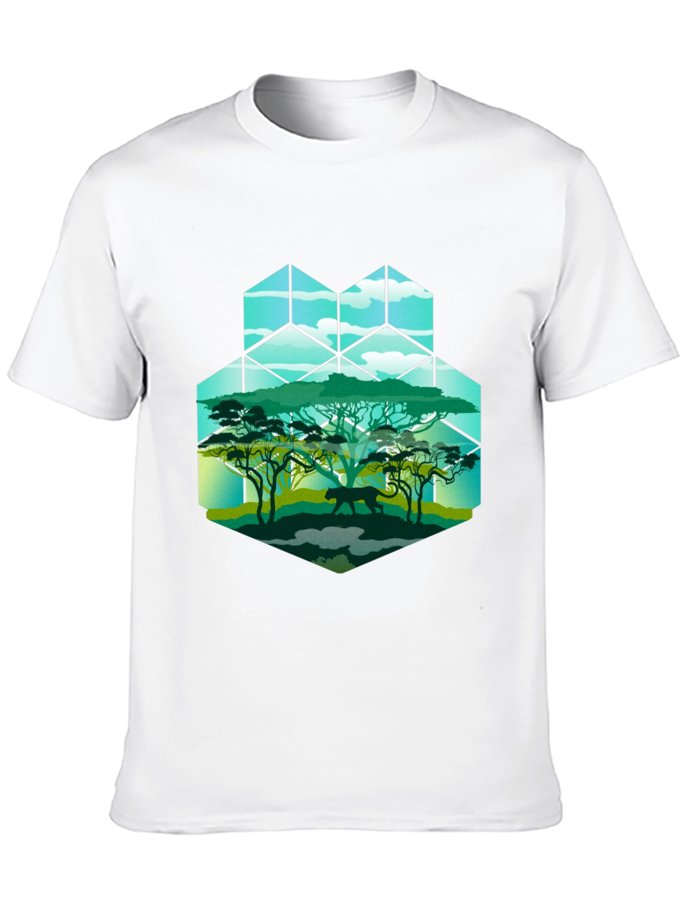 Geometric Wildlife Tee: Panther in Savannah