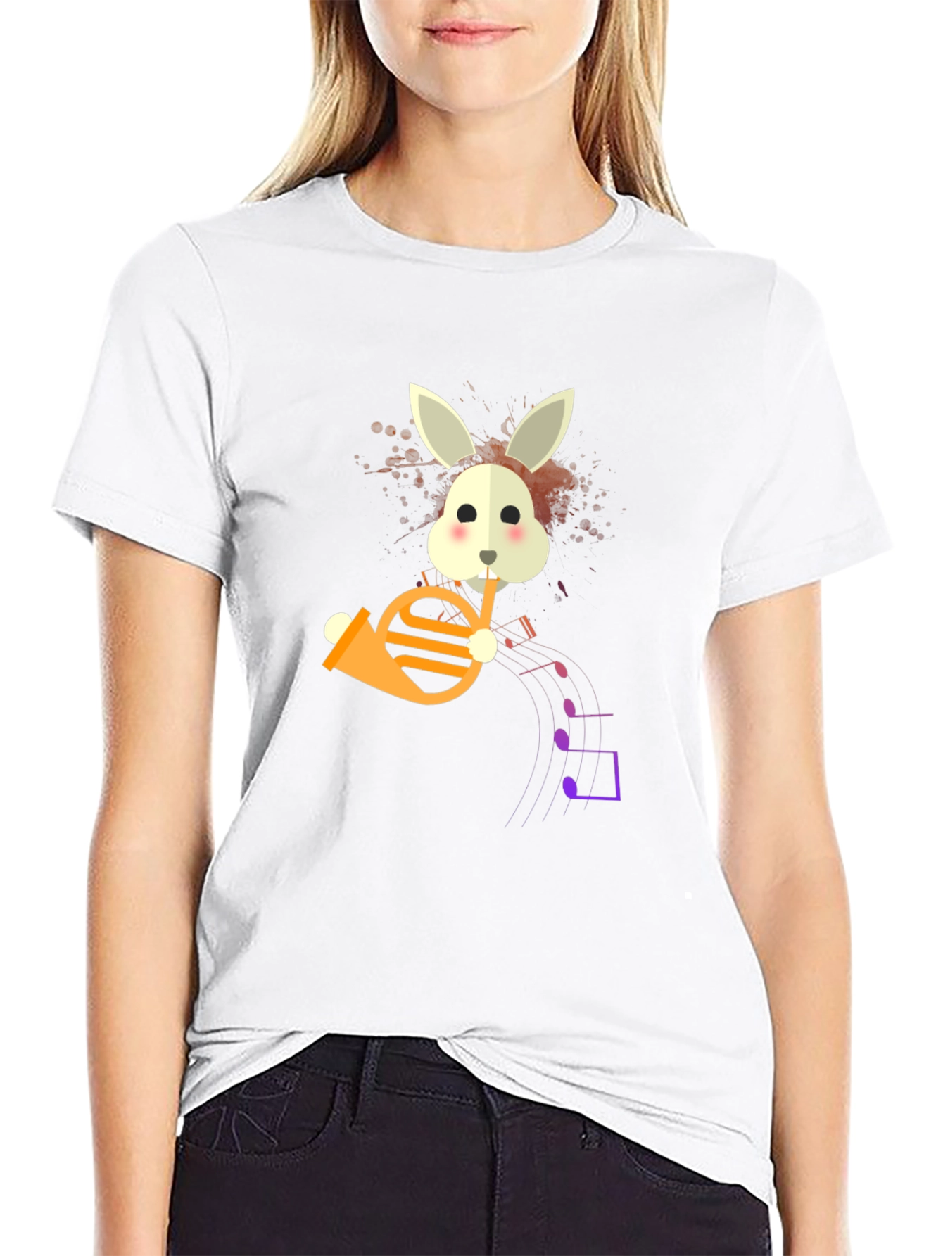 Bunny French Horn Player Graphic T-Shirt