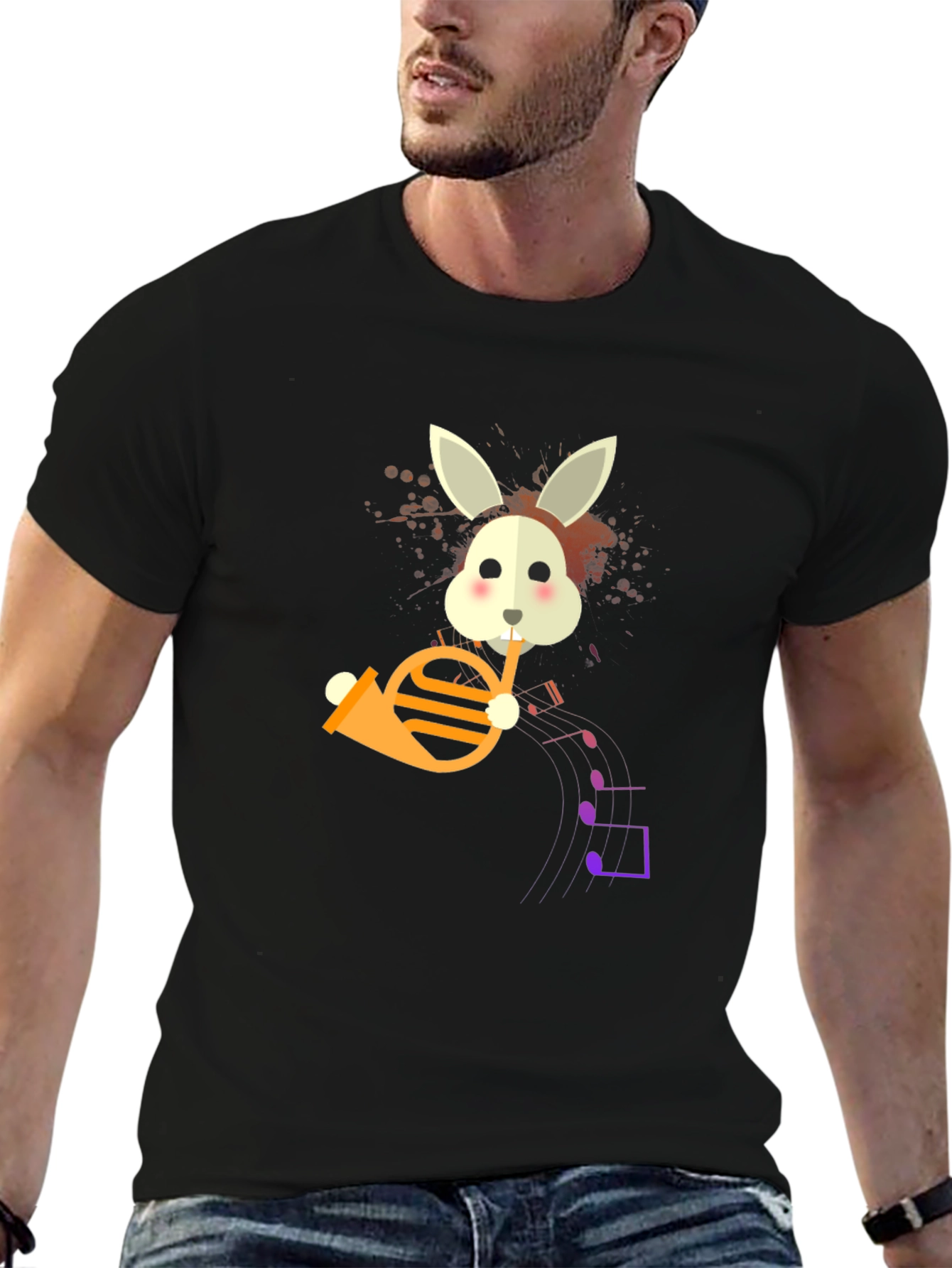 Bunny French Horn Player Graphic T-Shirt