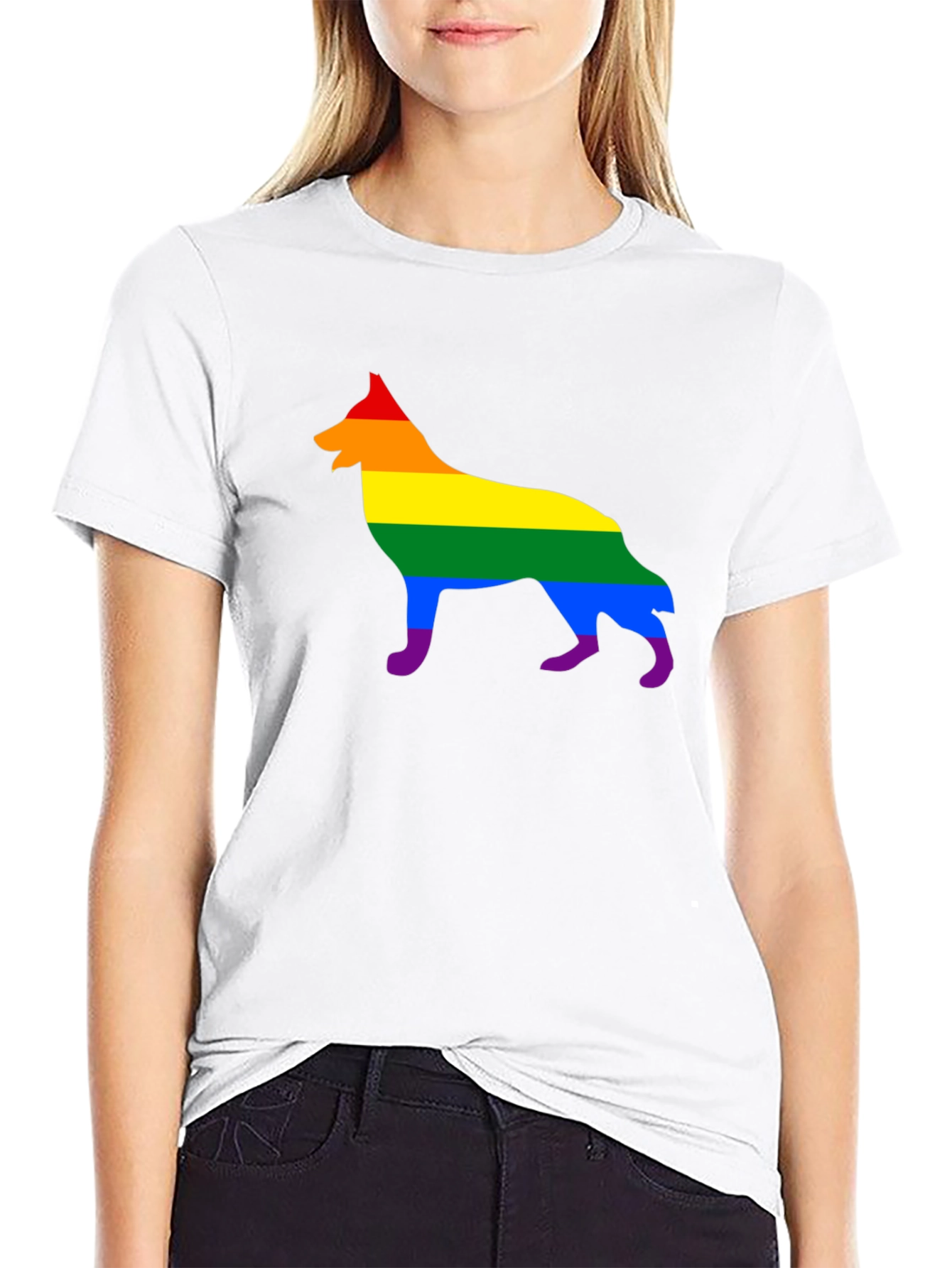 Rainbow German Shepherd T-Shirt - Pride Dog Tee