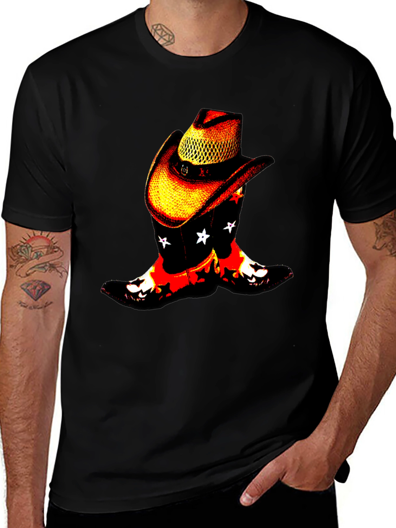 Cowboy Boots & Hat Graphic Tee - Western Style