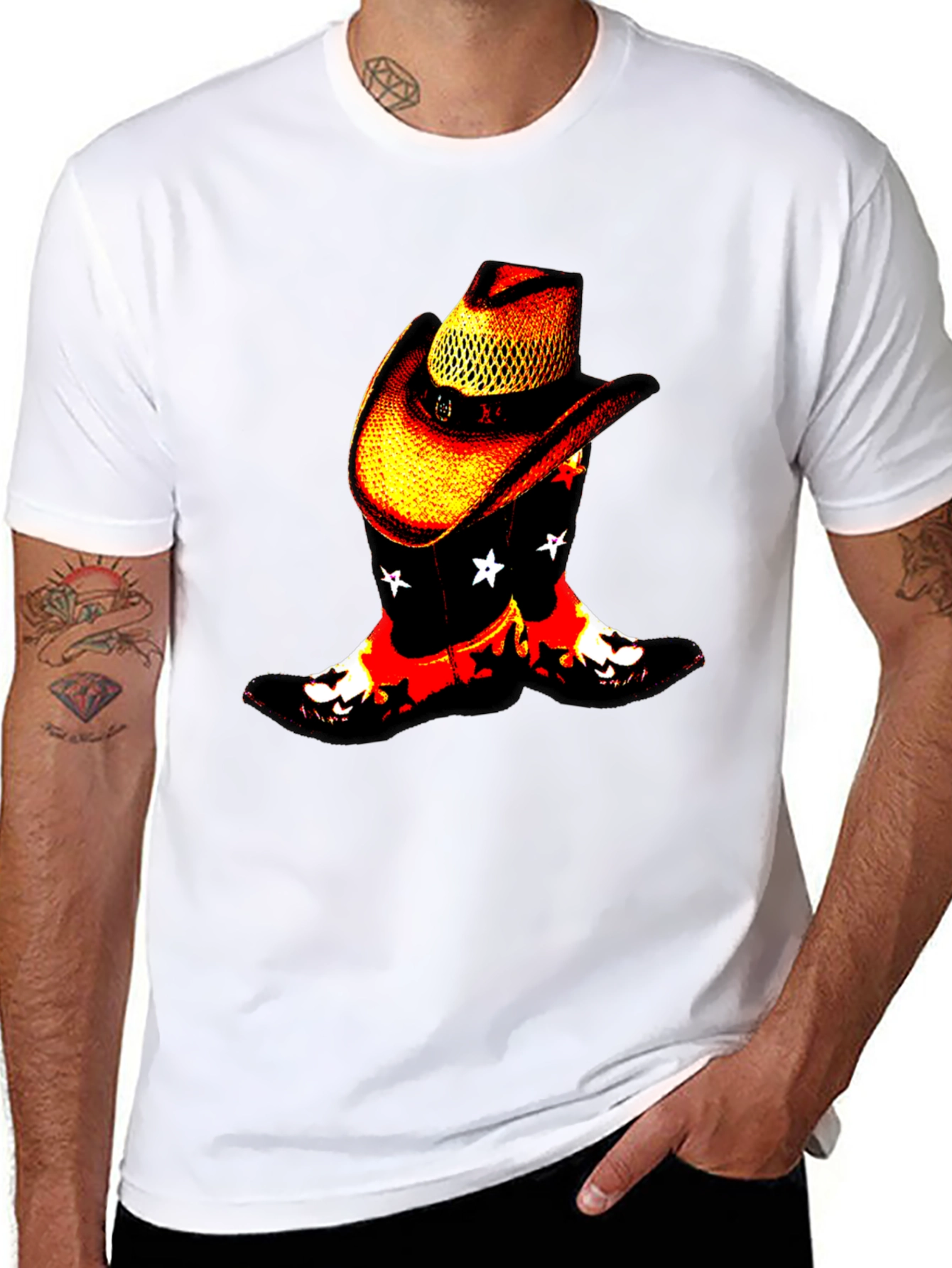 Cowboy Boots & Hat Graphic Tee - Western Style