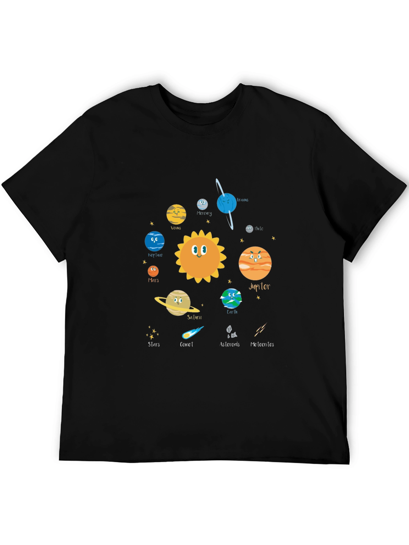 Cartoon Planet Graphic T-Shirt - Space Theme