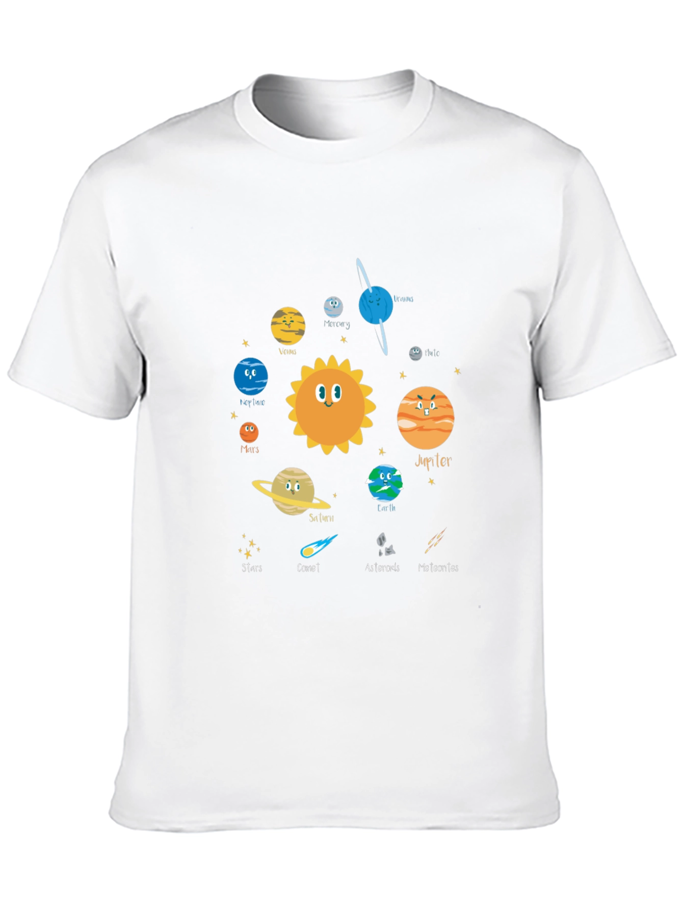 Cartoon Planet Graphic T-Shirt - Space Theme