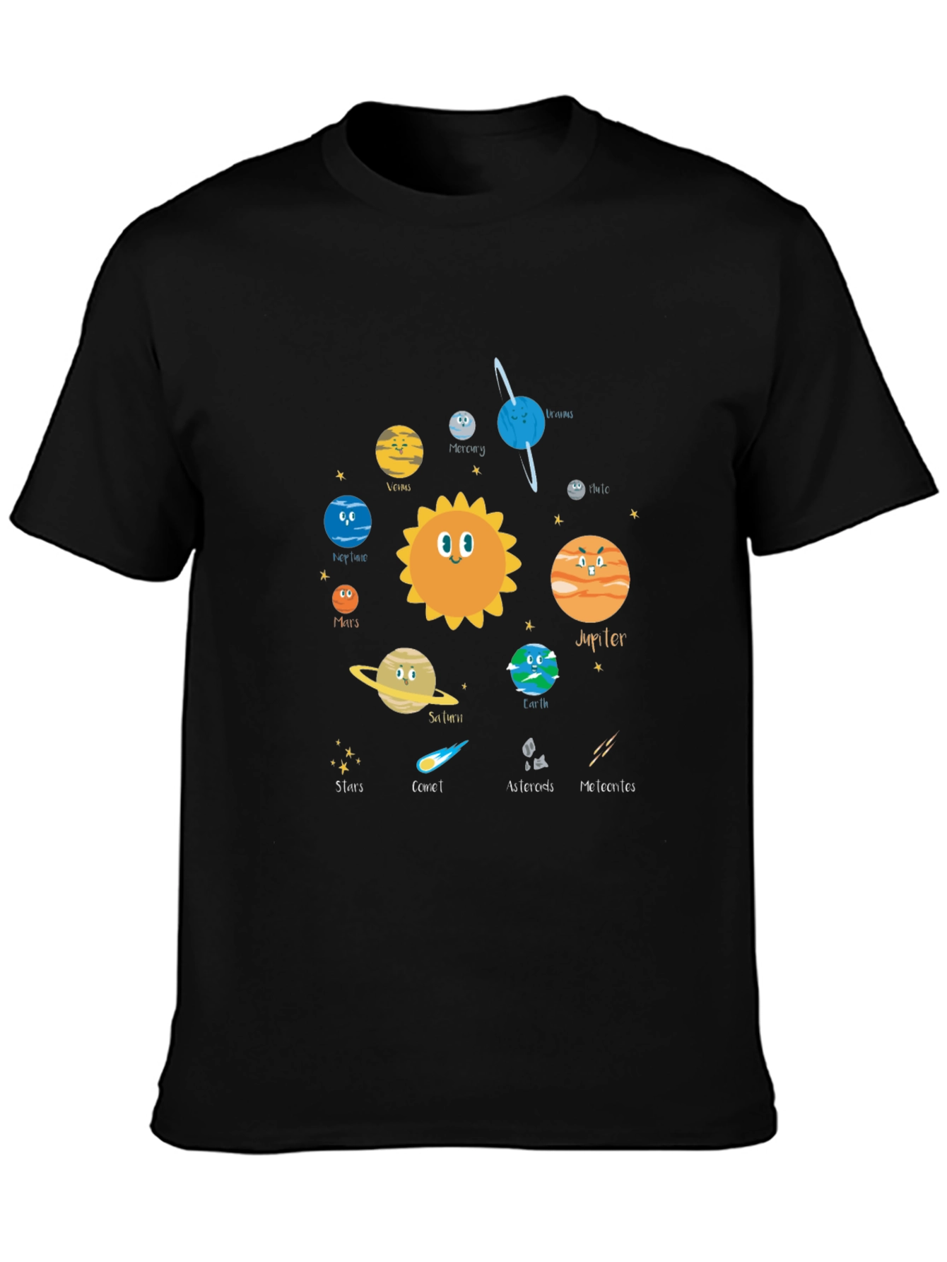 Cartoon Planet Graphic T-Shirt - Space Theme
