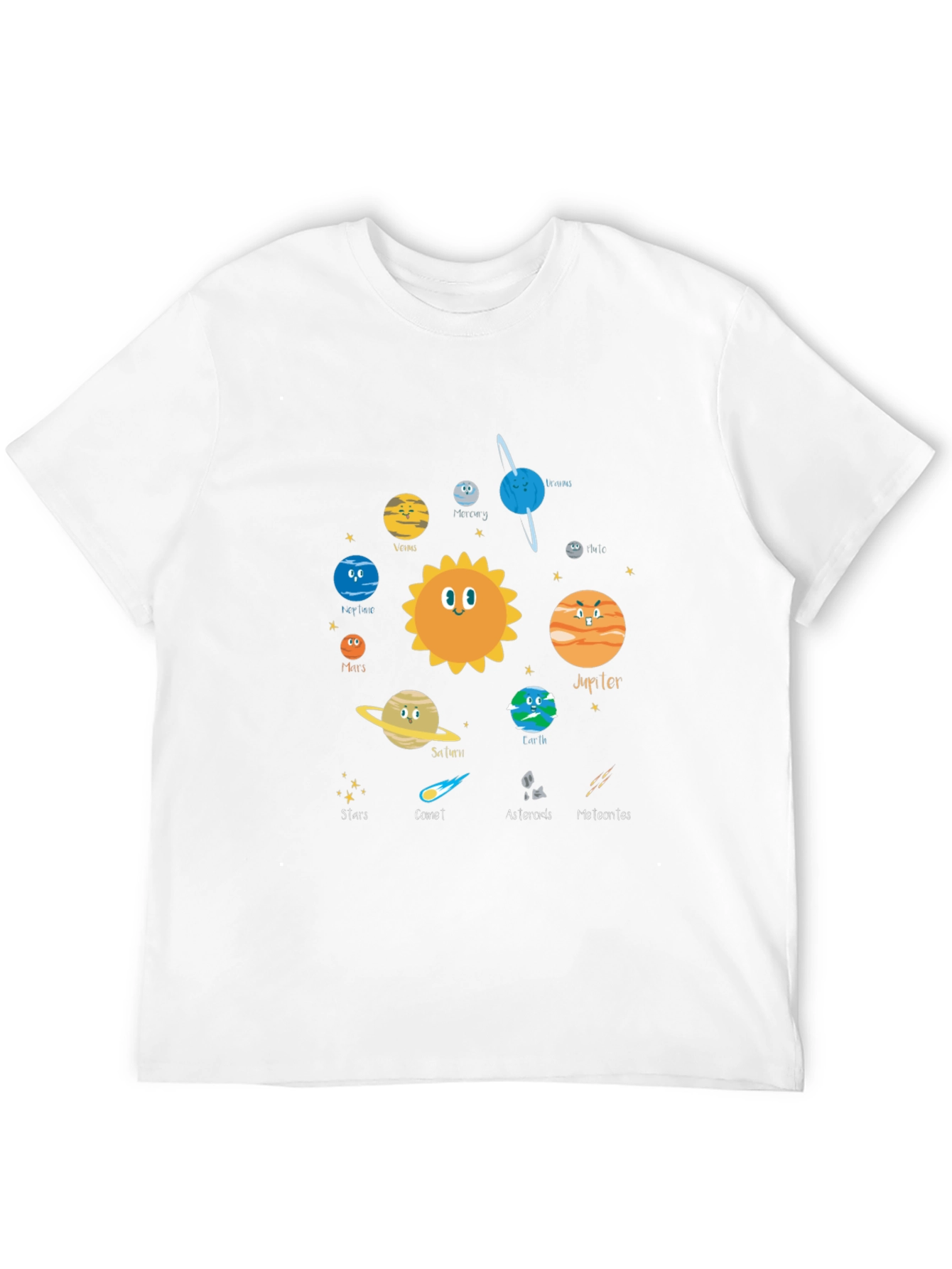 Cartoon Planet Graphic T-Shirt - Space Theme