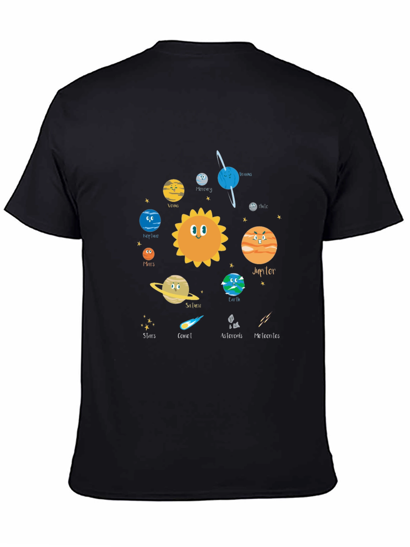 Cartoon Planet Graphic T-Shirt - Space Theme