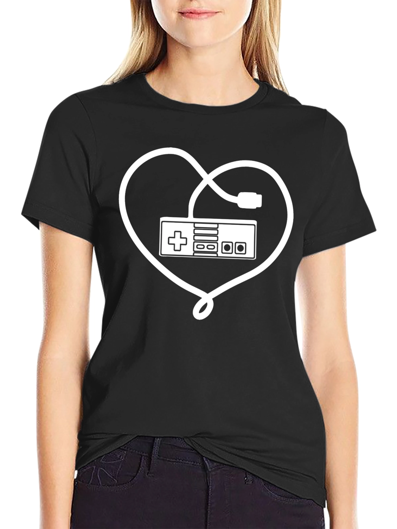 Gamer Heart Controller T-Shirt - Black