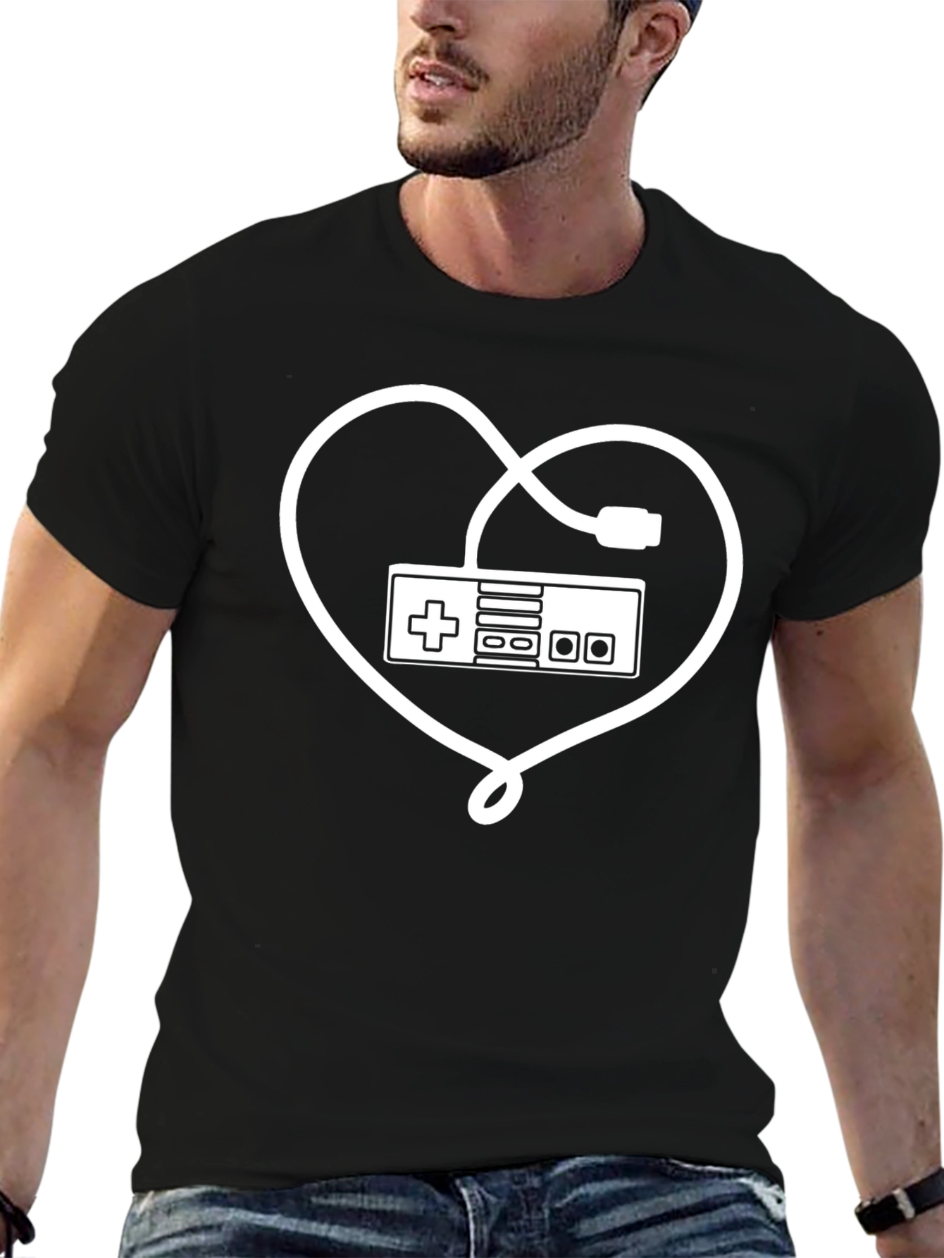 Gamer Heart Controller T-Shirt - Black