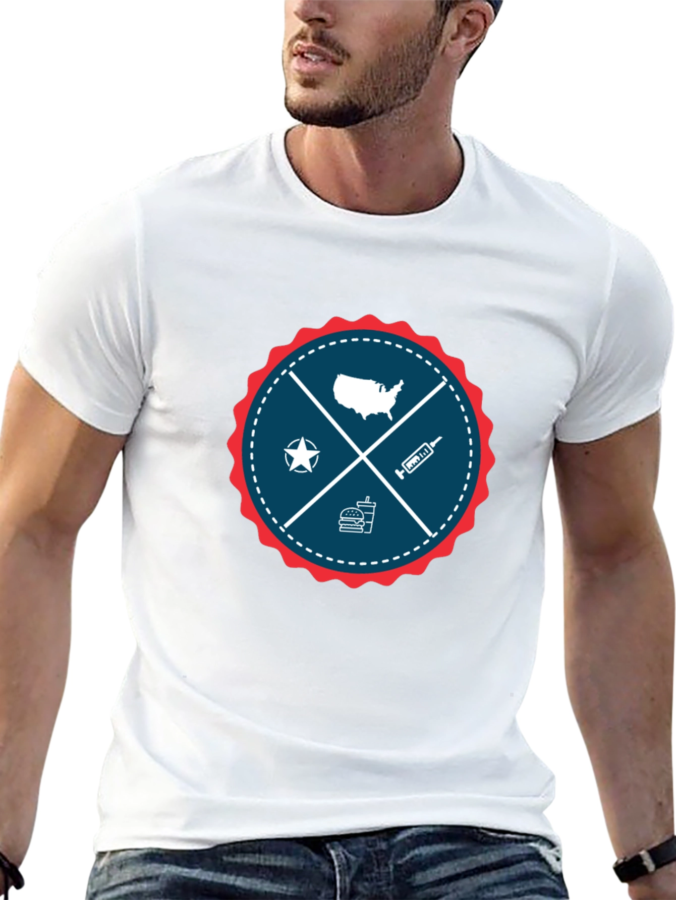 Patriotic USA Graphic T-Shirt - Crew Neck