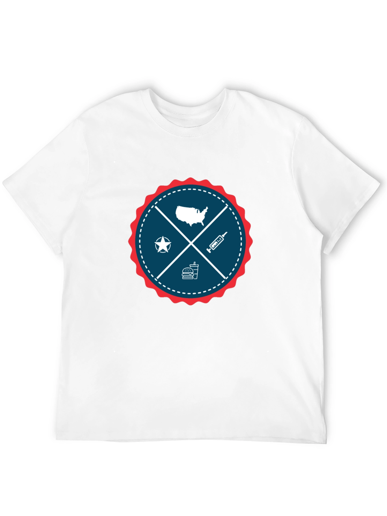 Patriotic USA Graphic T-Shirt - Crew Neck