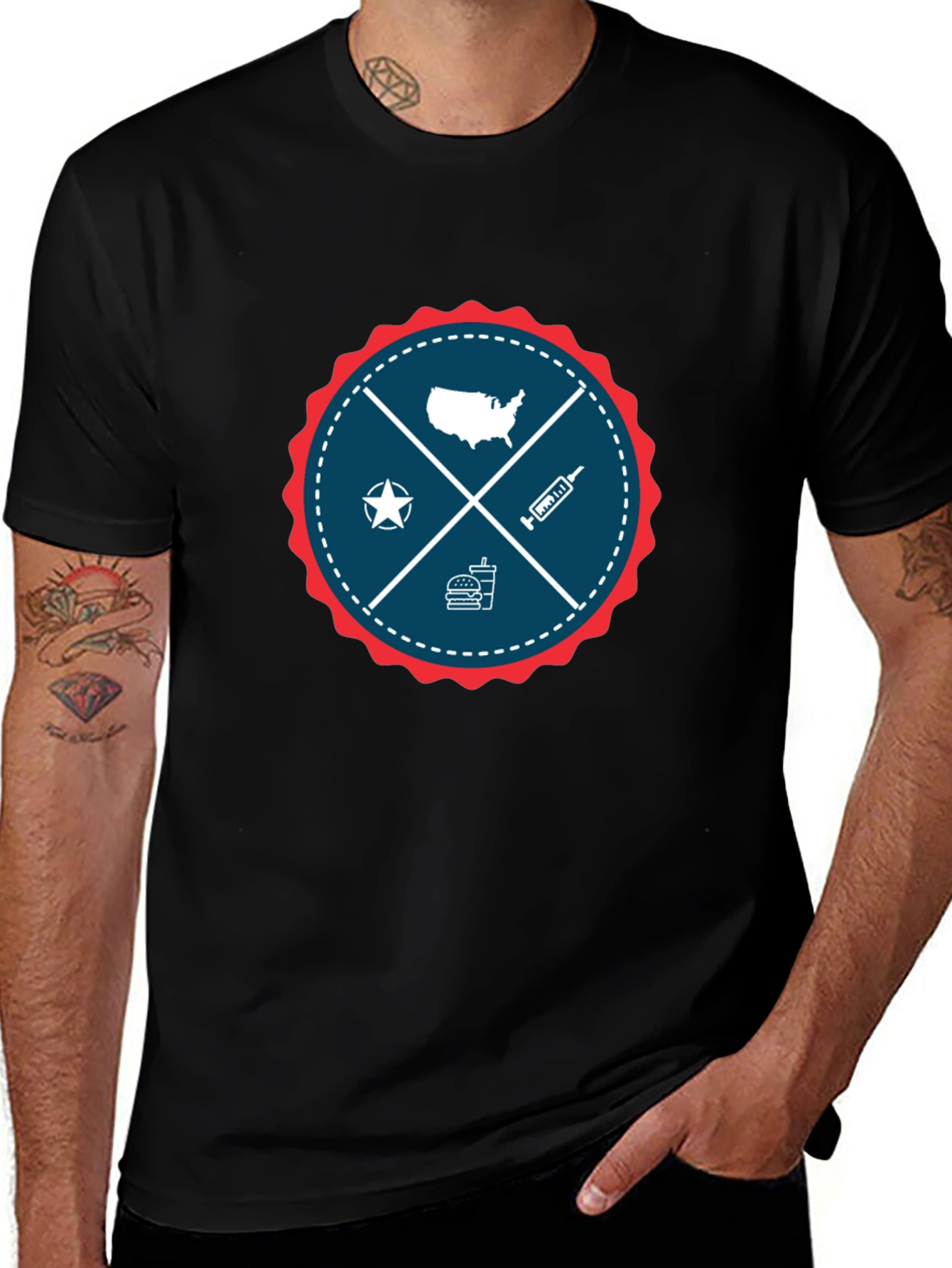 Patriotic USA Graphic T-Shirt - Crew Neck