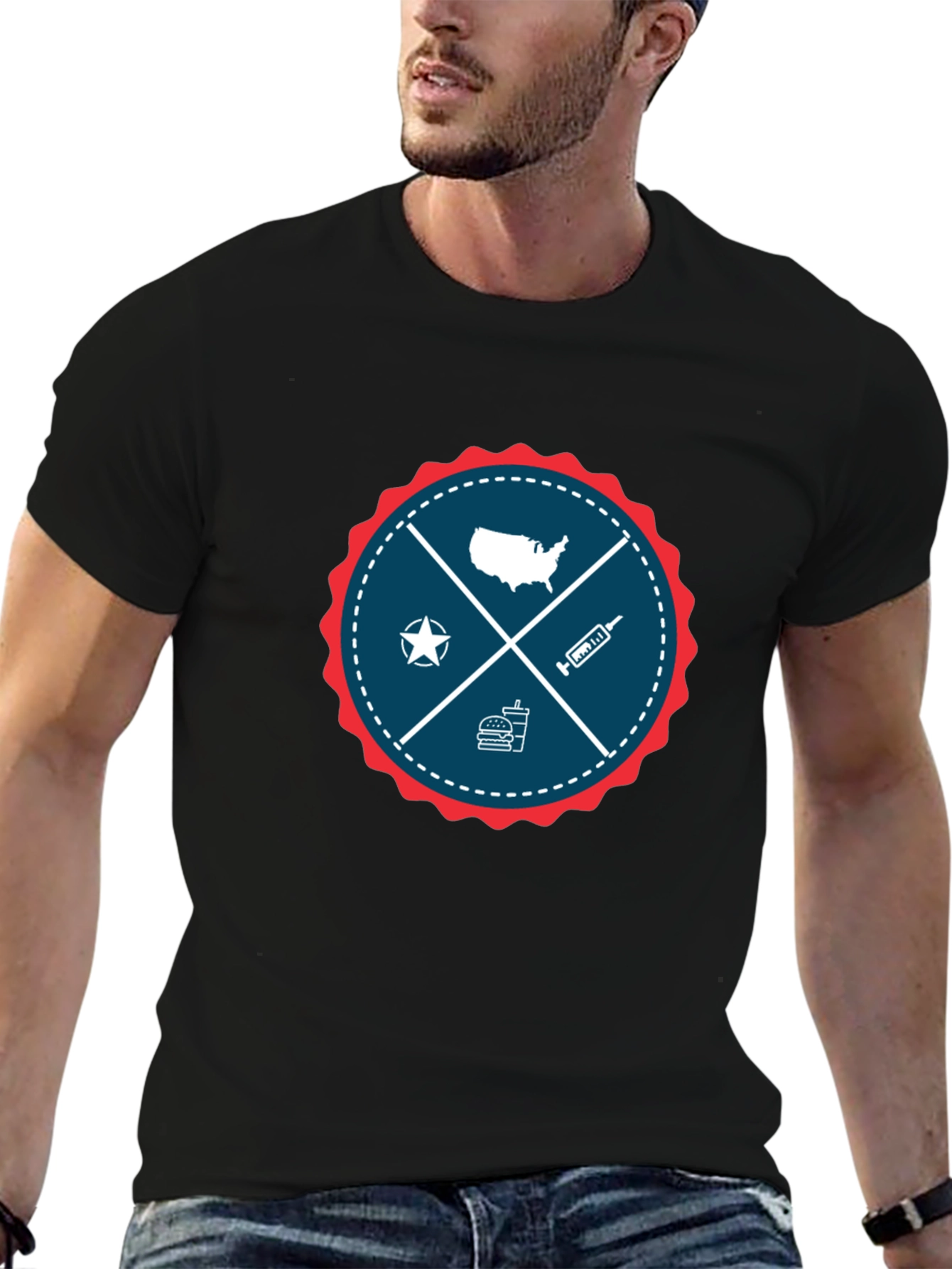 Patriotic USA Graphic T-Shirt - Crew Neck