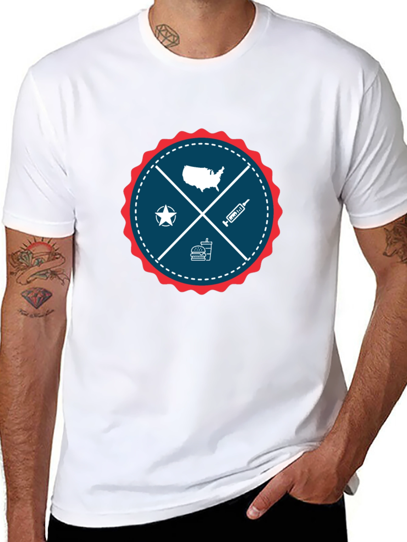 Patriotic USA Graphic T-Shirt - Crew Neck