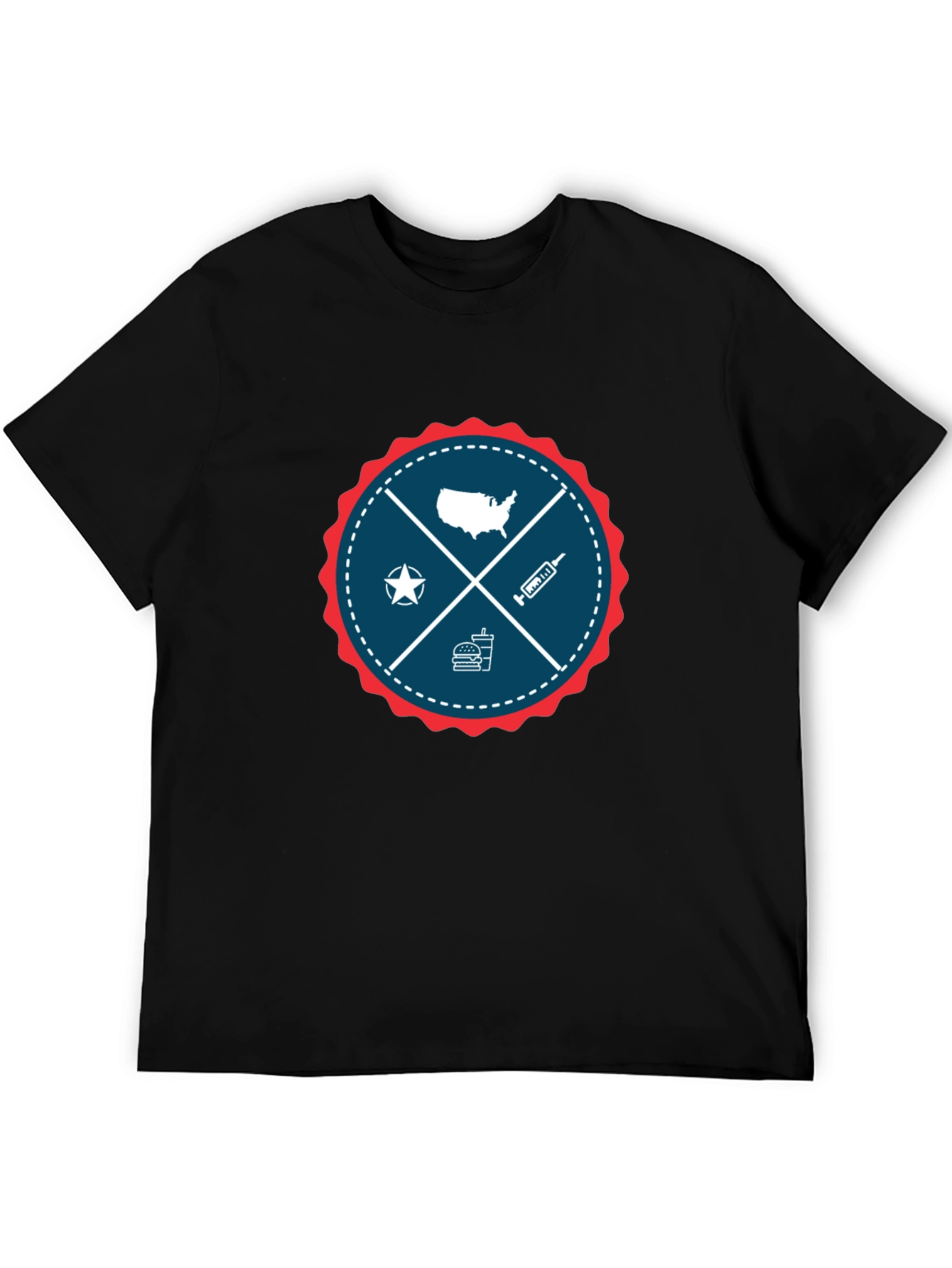 Patriotic USA Graphic T-Shirt - Crew Neck
