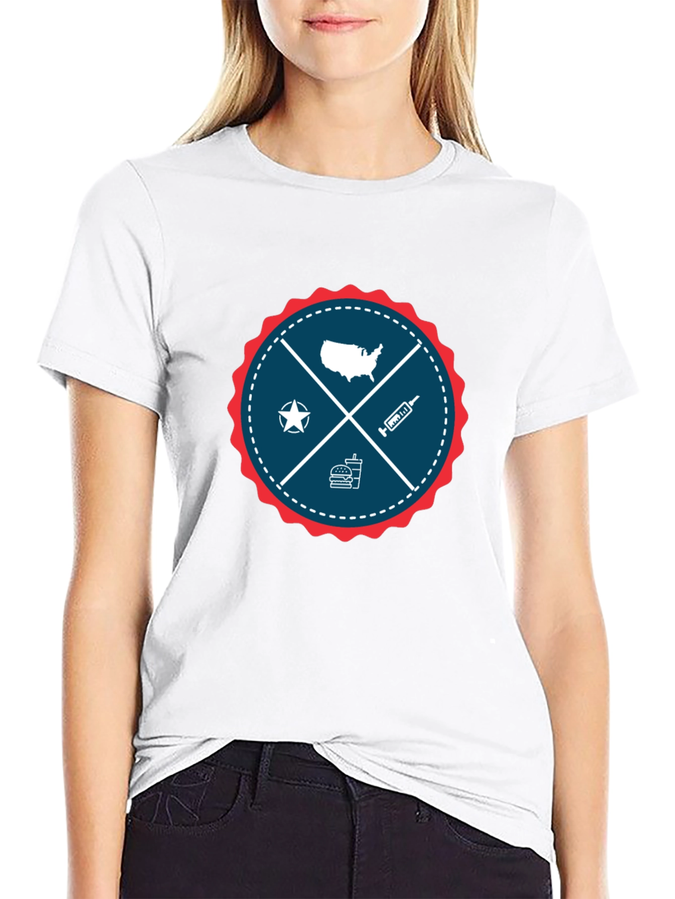 Patriotic USA Graphic T-Shirt - Crew Neck