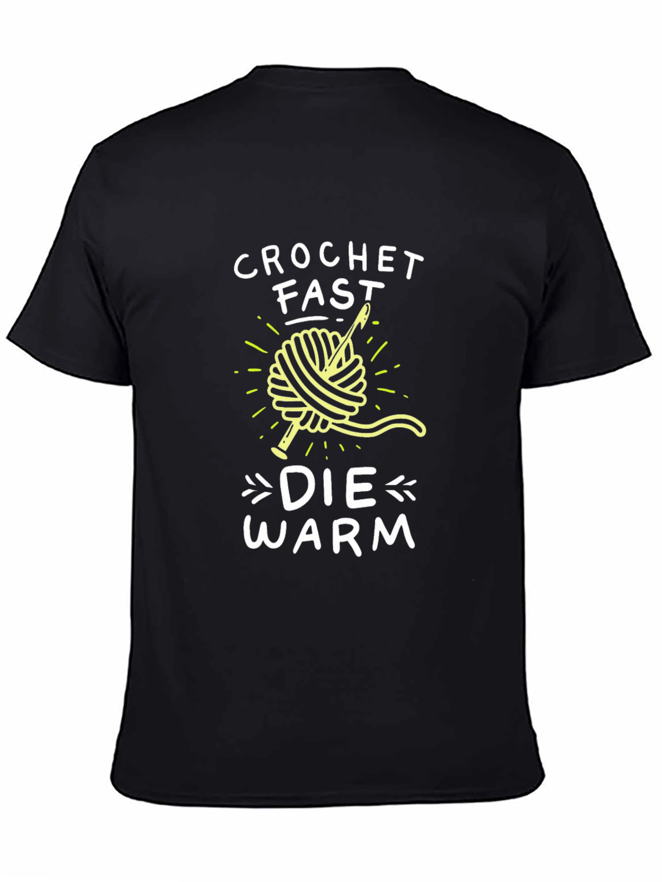 Crochet Fast Die Warm Graphic Tee - Black T-Shirt