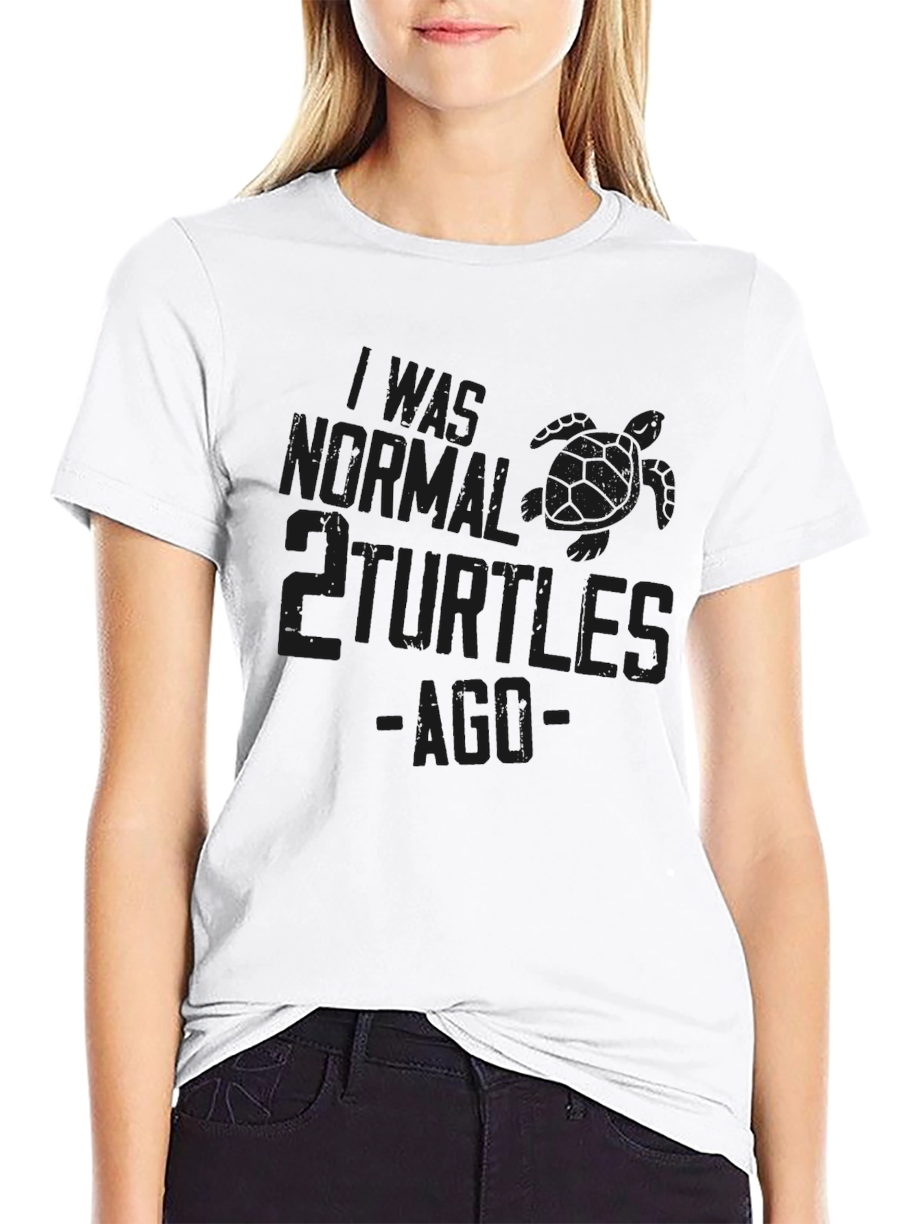 I Was Normal 2 Turtles Ago Black T-Shirt