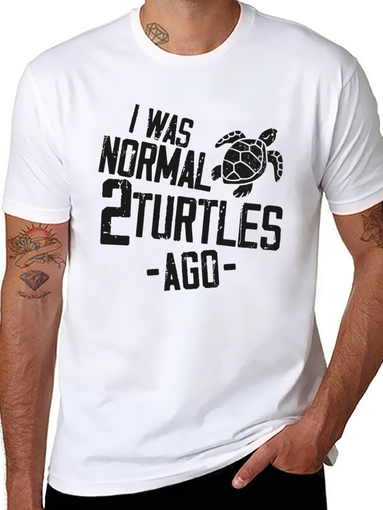 I Was Normal 2 Turtles Ago Black T-Shirt