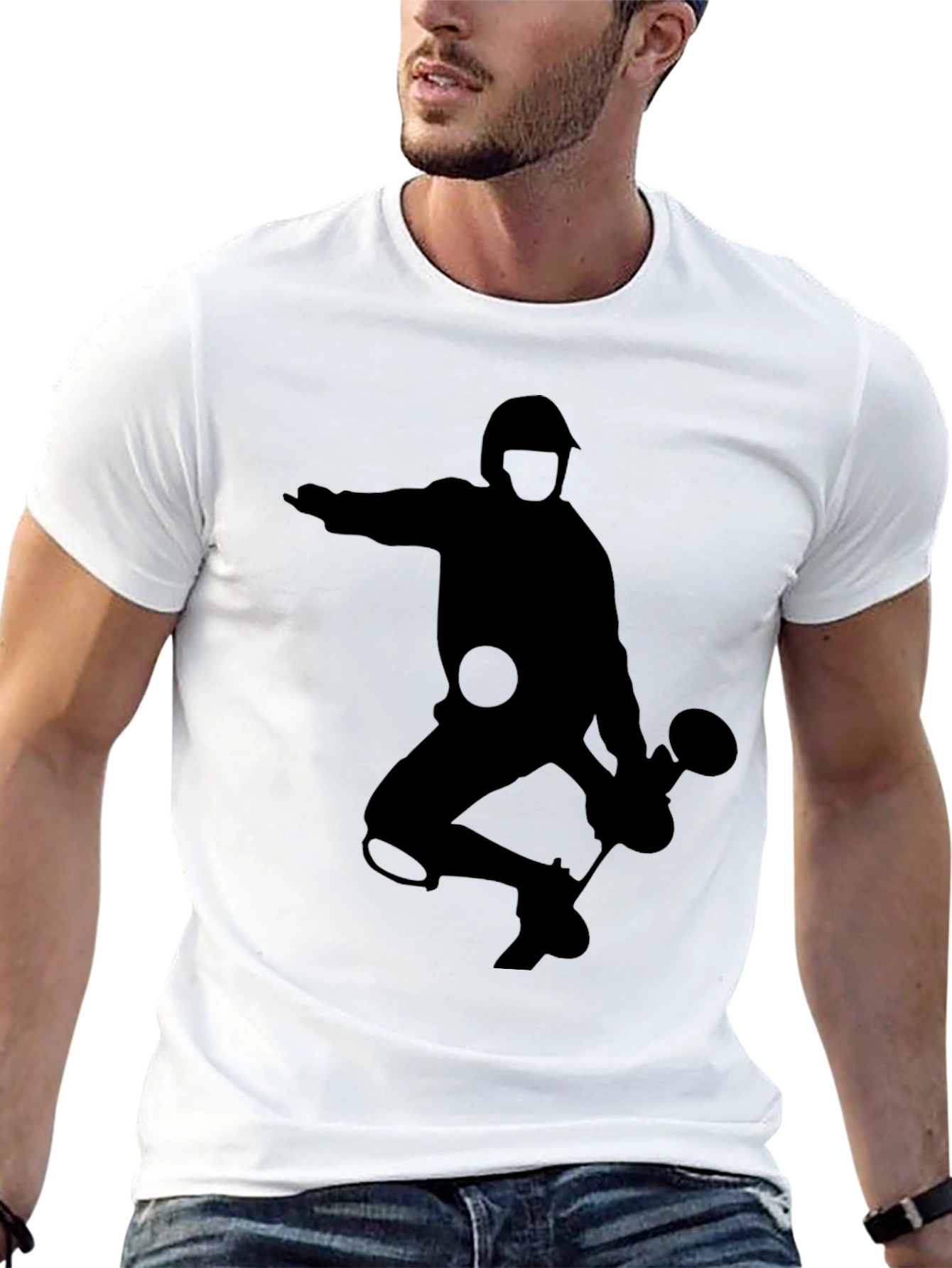 Silhouette Badminton Player Black T-Shirt