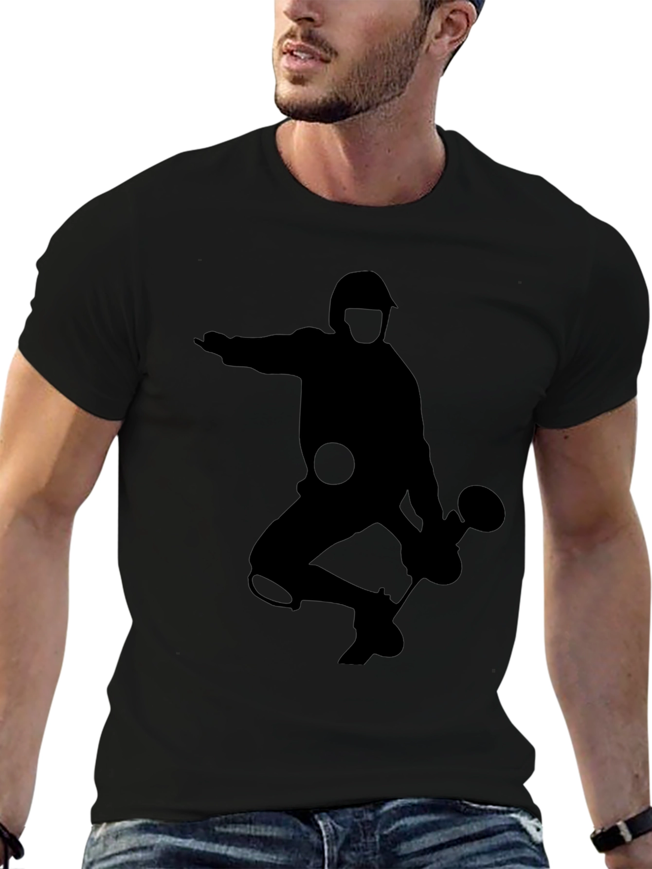 Silhouette Badminton Player Black T-Shirt