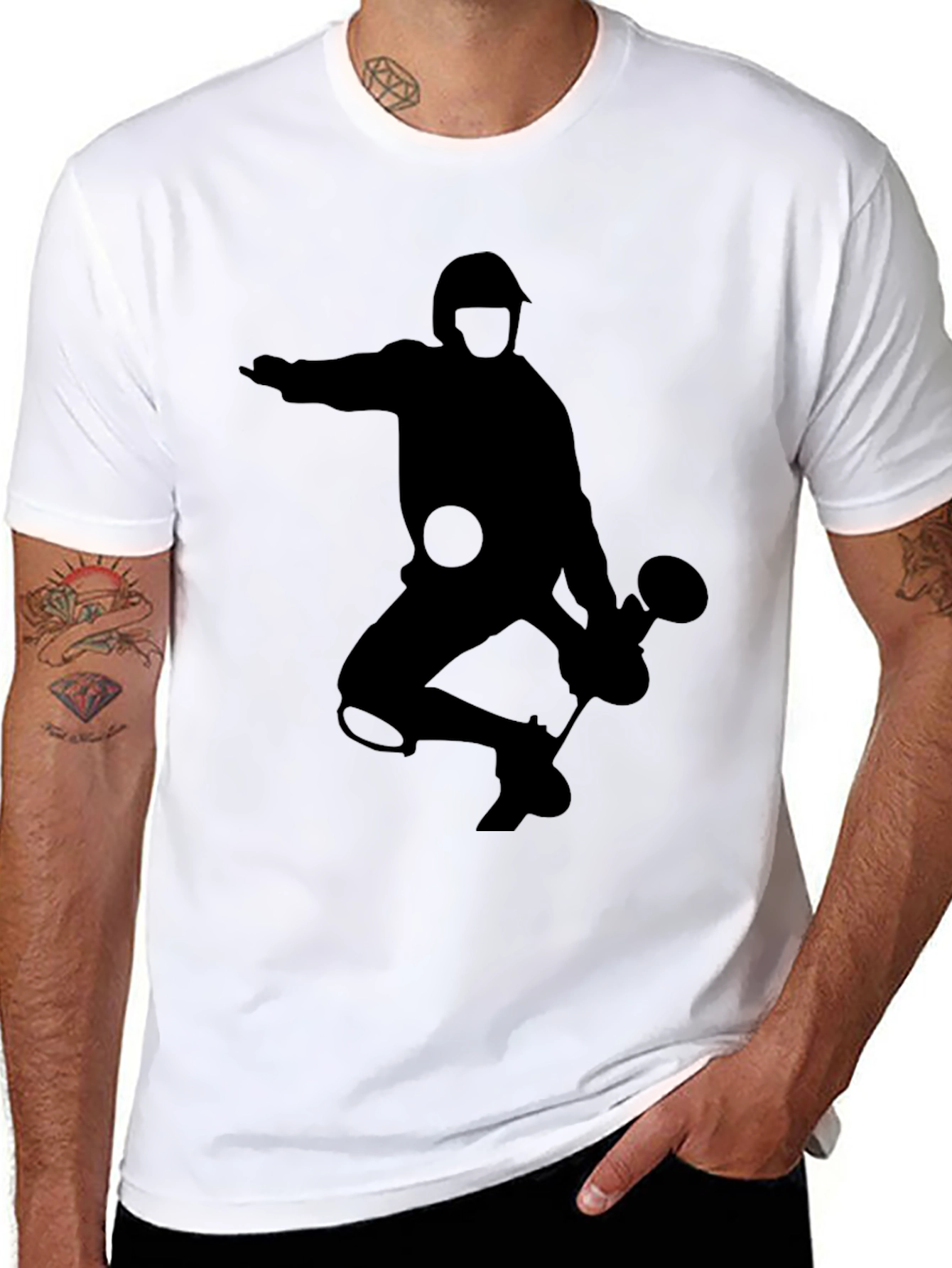 Silhouette Badminton Player Black T-Shirt
