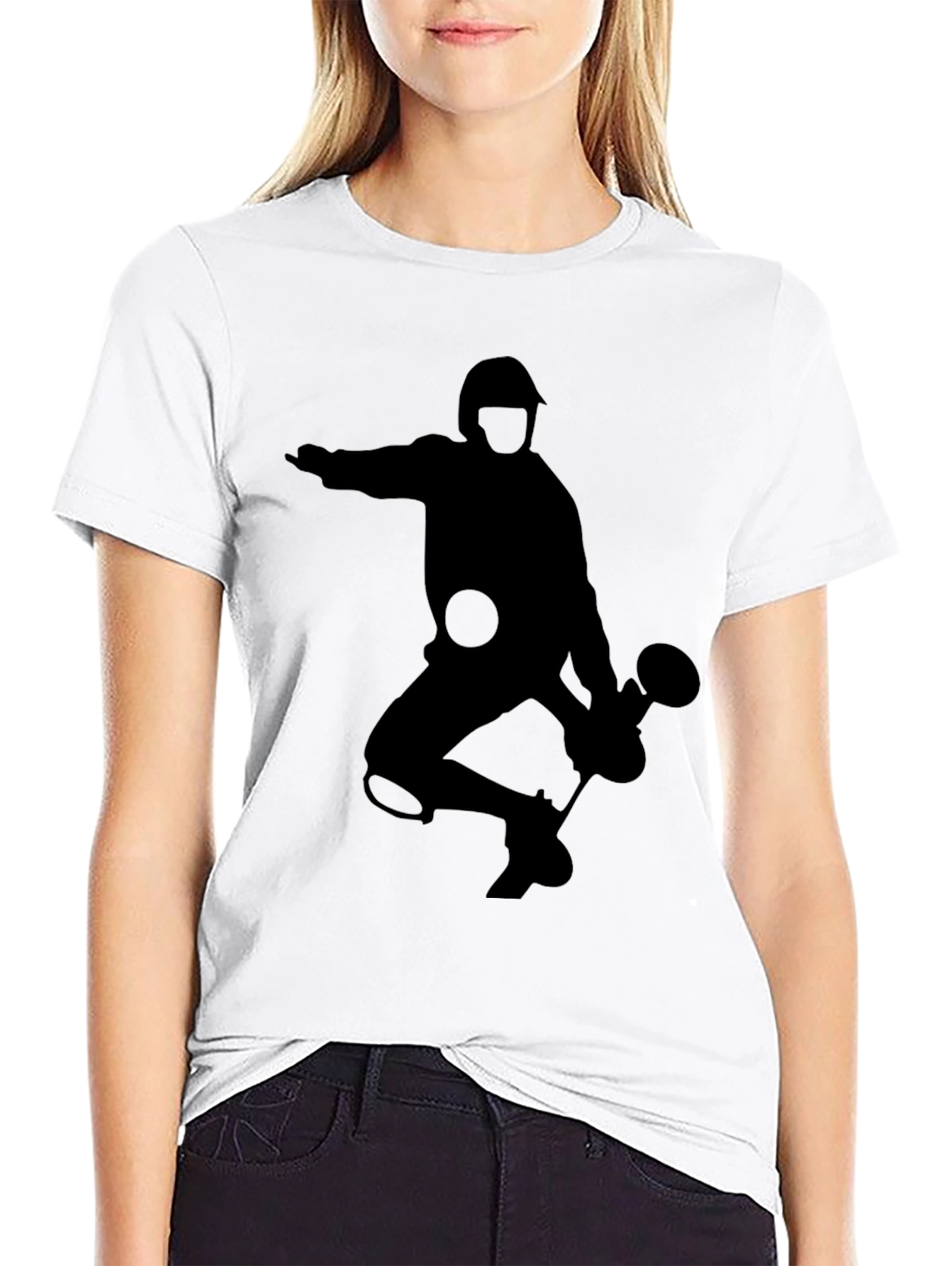 Silhouette Badminton Player Black T-Shirt