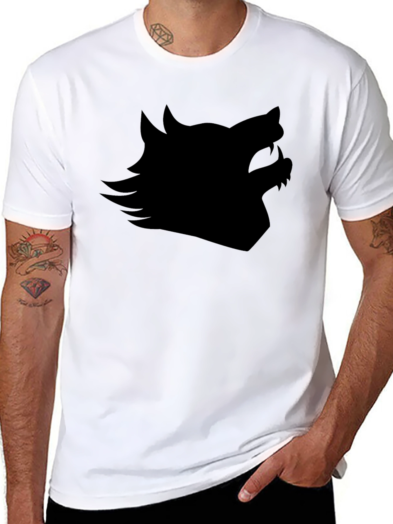Black Wolf Silhouette Graphic Tee