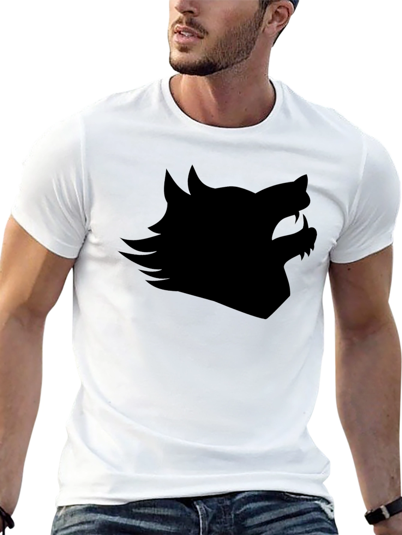 Black Wolf Silhouette Graphic Tee