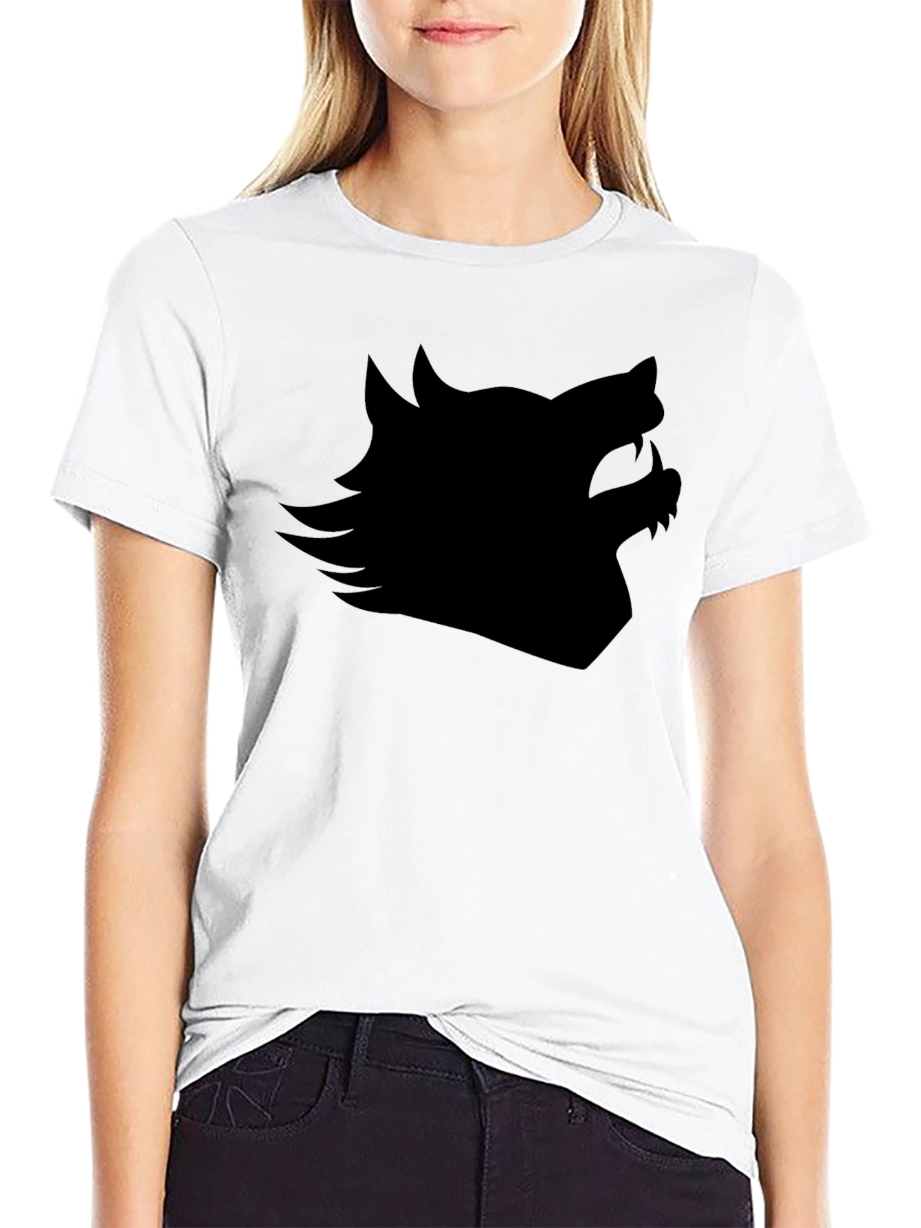 Black Wolf Silhouette Graphic Tee