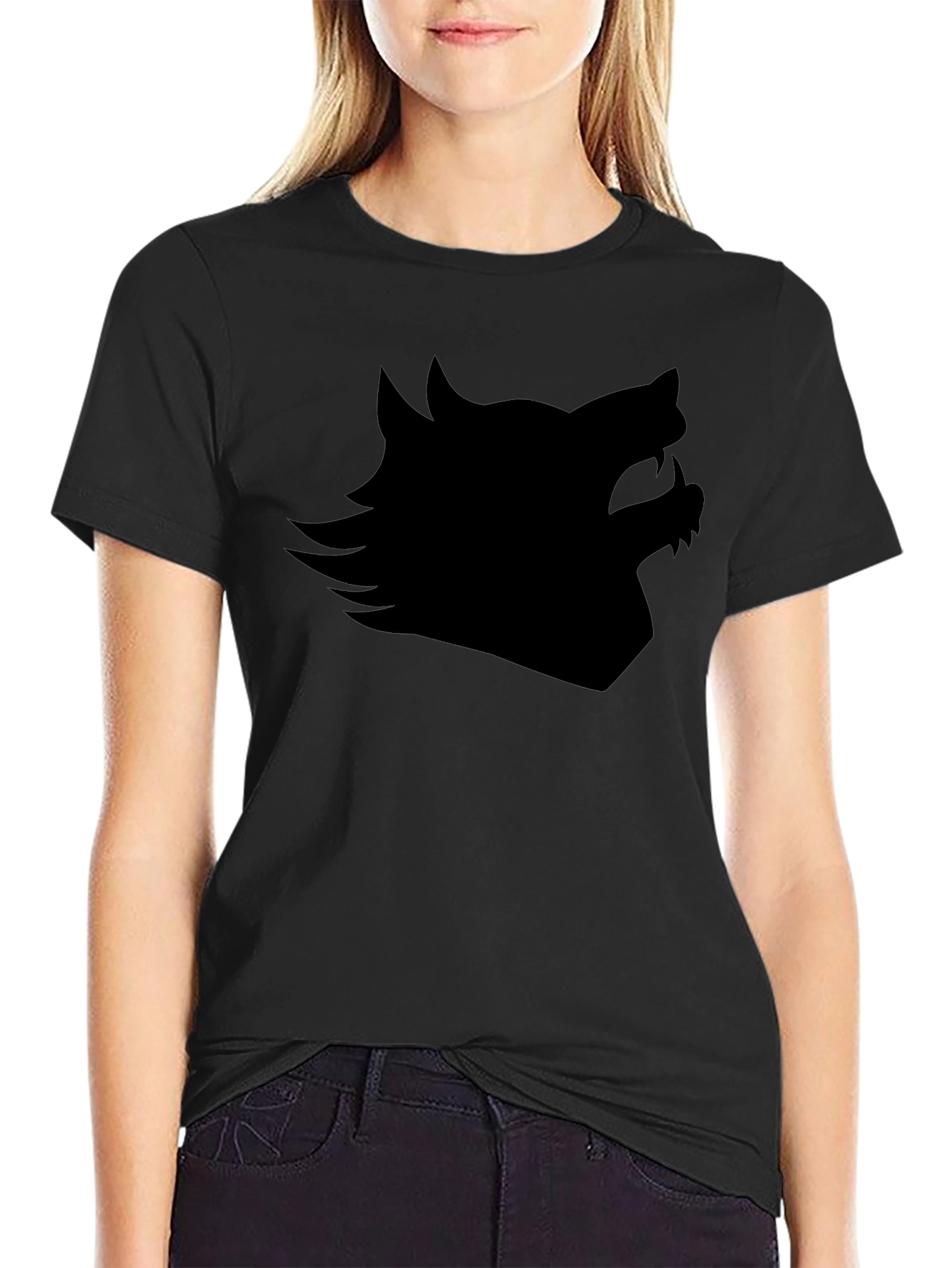 Black Wolf Silhouette Graphic Tee