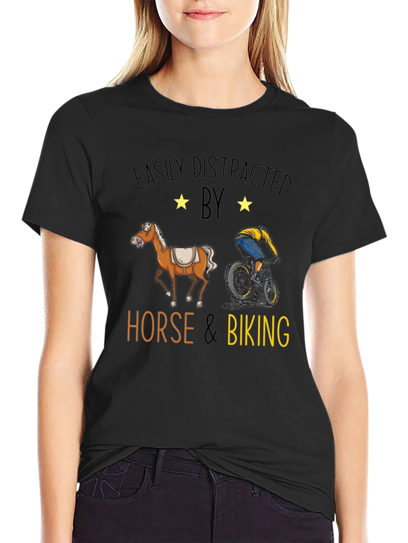 Easily Distracted by Horse & Biking T-Shirt