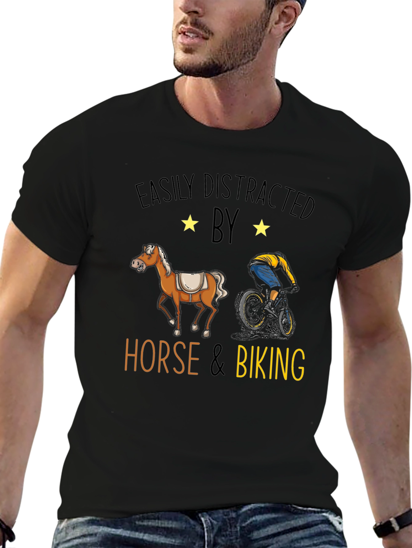 Easily Distracted by Horse & Biking T-Shirt